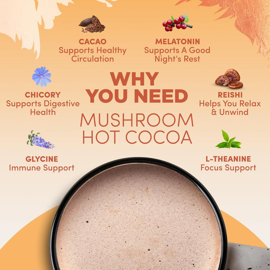 RYZE SUPERFOODS Ultimate Sleep Bundle, Mushroom Hot Cocoa + Probiotic Creamer with Adaptogenic Mushrooms, Melatonin, Probiotics, Glycine and Cacao to Help Fall Asleep and Stay Asleep, 20+30 Servings