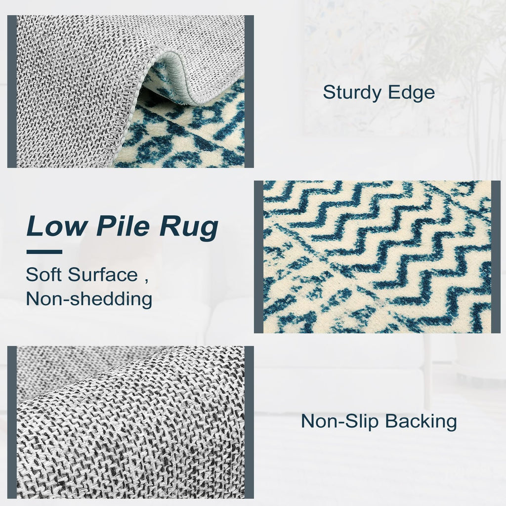 Moroccan Washable Rugs, 2x3 Light Grey Rug Non-Slip Small Distressed Entryway Rugs, Soft Low-Pile Bedroom Rug Indoor Doormat Carpet for Entryway Kitchen Bathroom