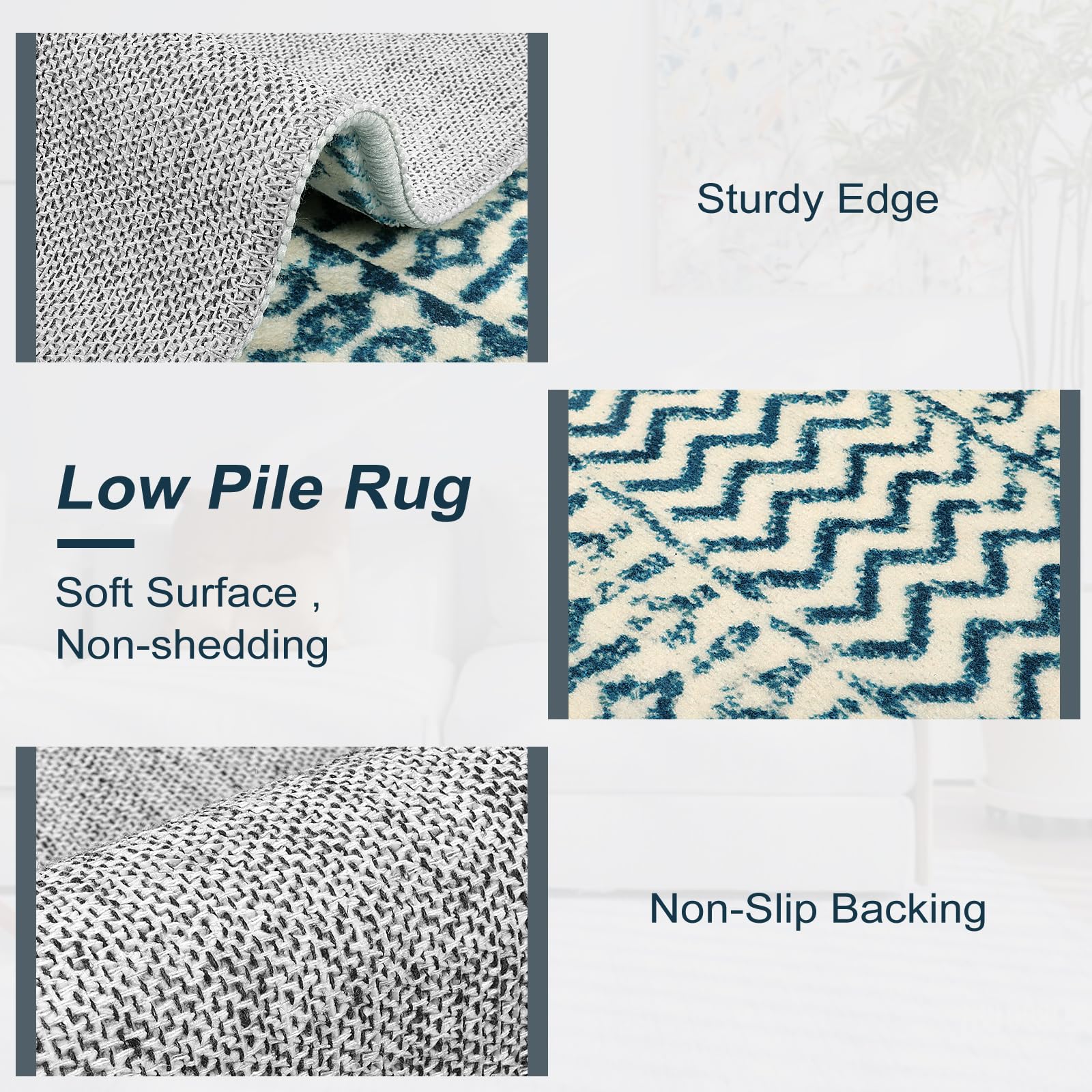 Moroccan Washable Rugs, 2x3 Light Grey Rug Non-Slip Small Distressed Entryway Rugs, Soft Low-Pile Bedroom Rug Indoor Doormat Carpet for Entryway Kitchen Bathroom