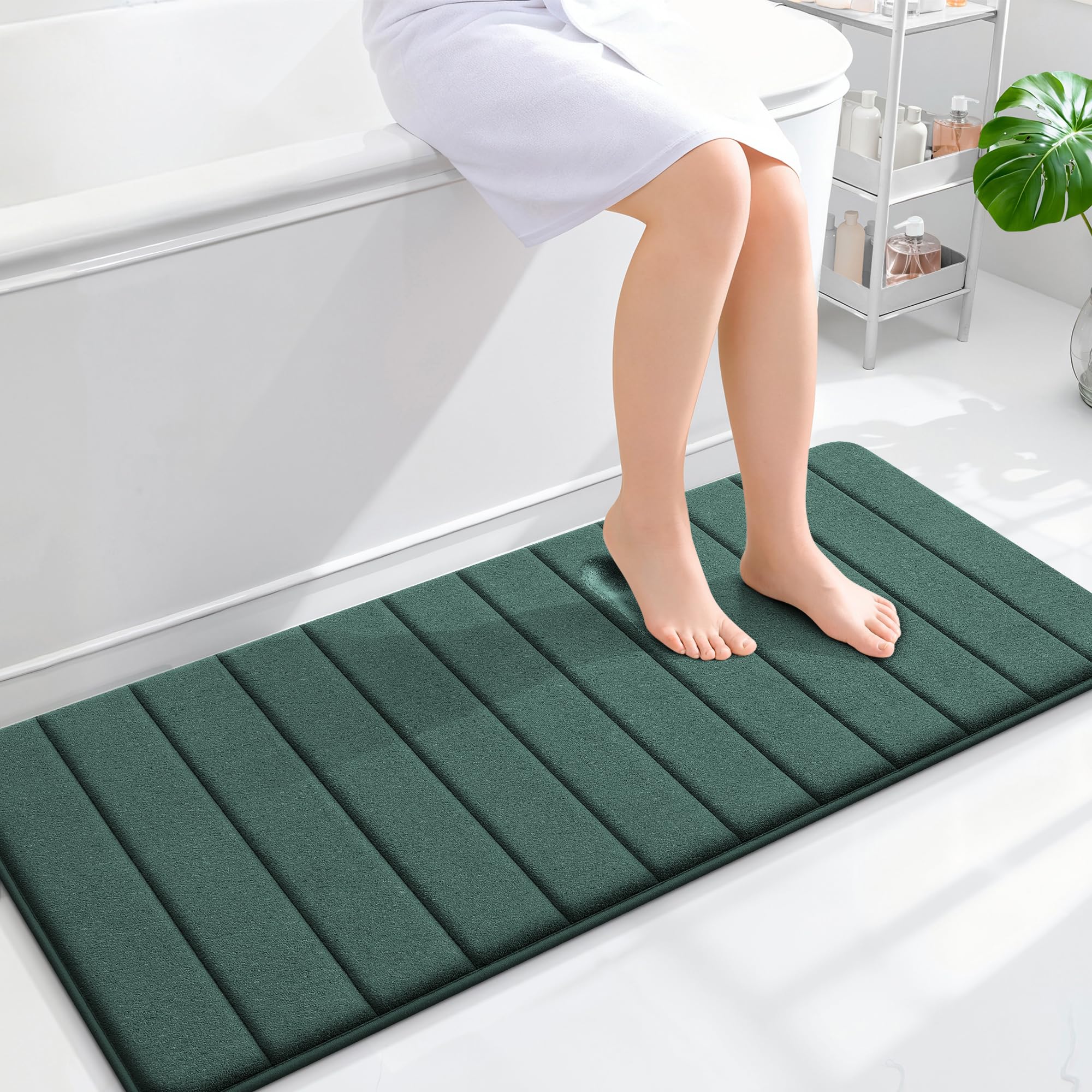 OLANLY Memory Foam Bath Mat 30x20, Super Soft Absorbent Bathroom Rugs, Quick Dry, Machine Washable Shower Floor Rugs, Bathmat Carpet, Bathroom Home Decor Accessories, Grey