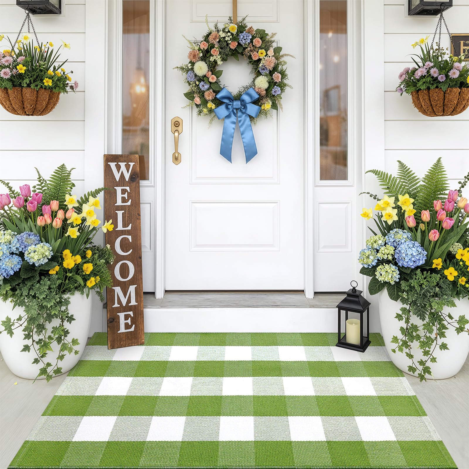 OLANLY Black and White Striped Rug 2'4" x 3'7" (27.5" x 43") – Washable Cotton Indoor Outdoor Doormat for Front Door, Entryway, Kitchen, Porch, Patio Decor