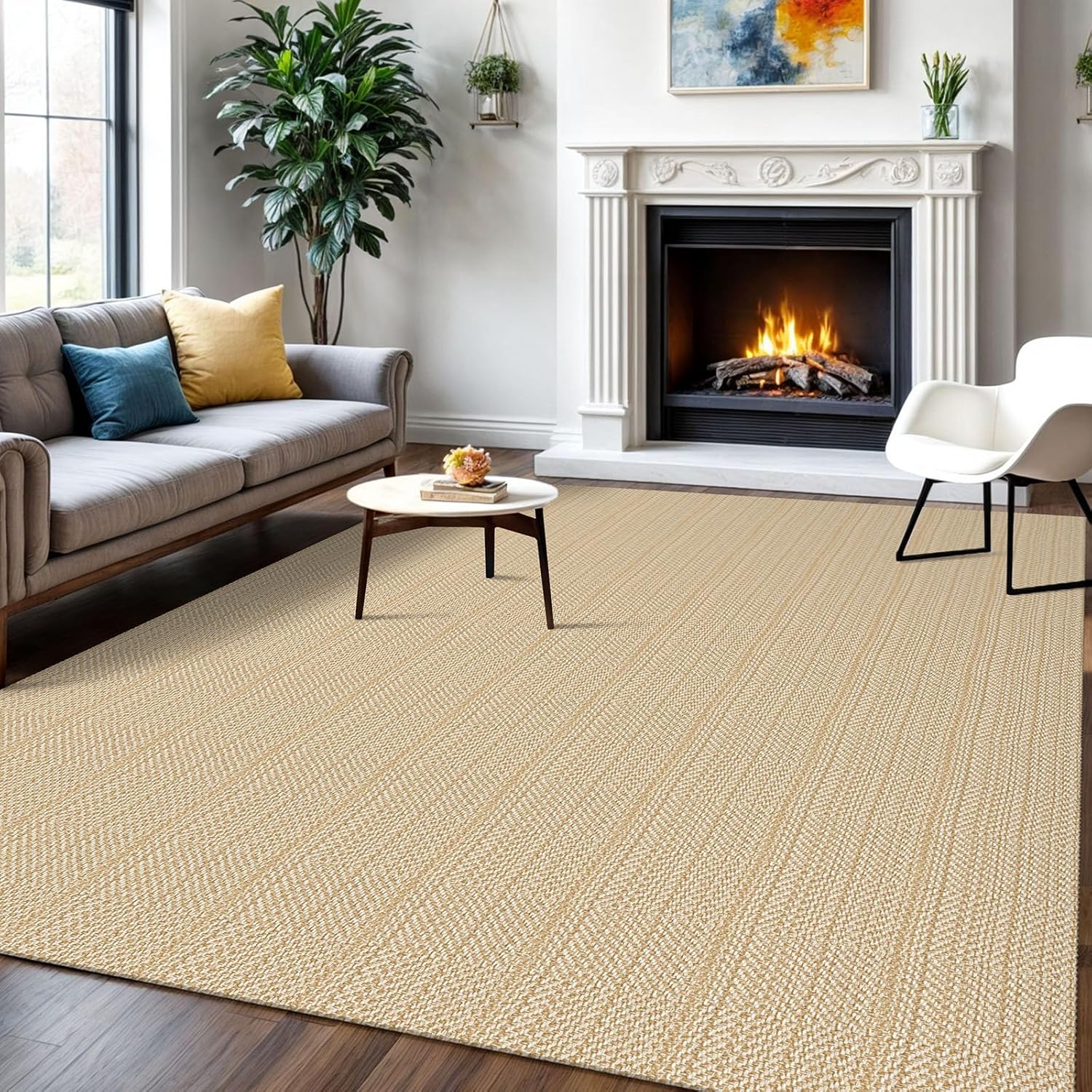 IOHOUZE Small Area Rug 2x3 Washable Woven Rugs for Entryway Non Slip Rubber Backed Kitchen Rugs Indoor Outdoor Doormat Throw Rug Floor Carpet for Entrance Front Door, Orange/Tan/Brown