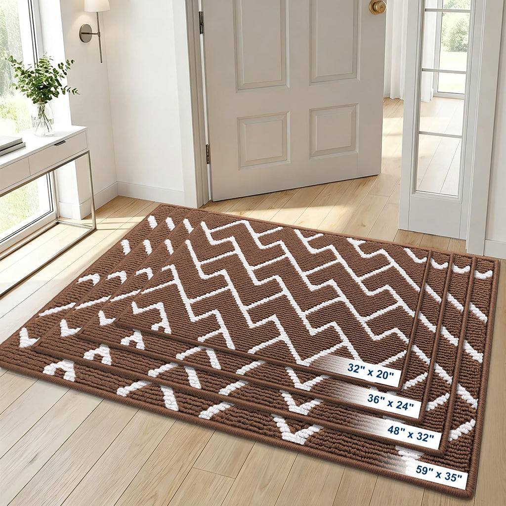 OLANLY Front Door Mat, Non-Slip Rubber Backing, Dirt Resistant and Absorbent, Washable, Easy to Clean Low-Profile Indoor Doormat for Back Door, Entryway, Inside Entrance, 32x20, Grey