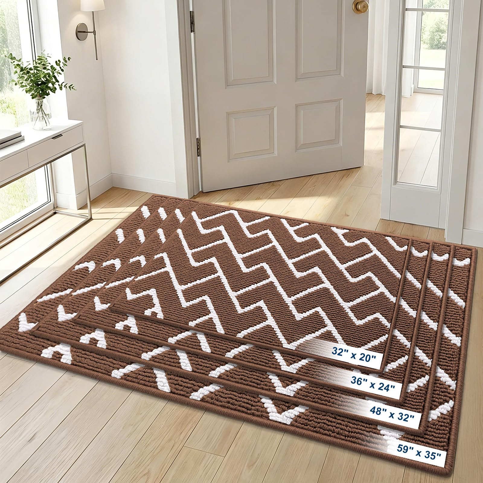 OLANLY Front Door Mat, Non-Slip Rubber Backing, Dirt Resistant and Absorbent, Washable, Easy to Clean Low-Profile Indoor Doormat for Back Door, Entryway, Inside Entrance, 32x20, Grey