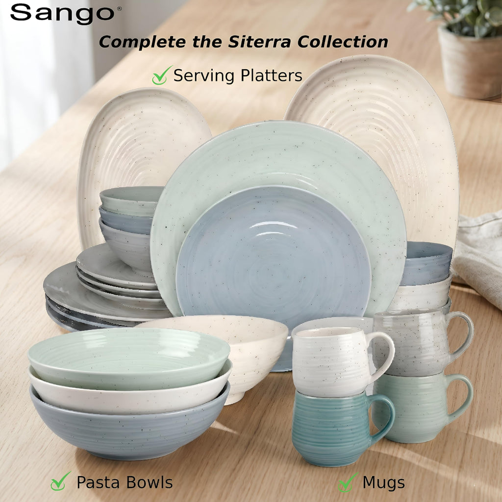 Sango Siterra Painter's Palette 16-Piece Stoneware Dinnerware Set - Service for 4, Ceramic Plates and Bowls Sets, Chip Resistant, Rustic Dishware, Microwave & Dishwasher Safe Kitchen Dishes