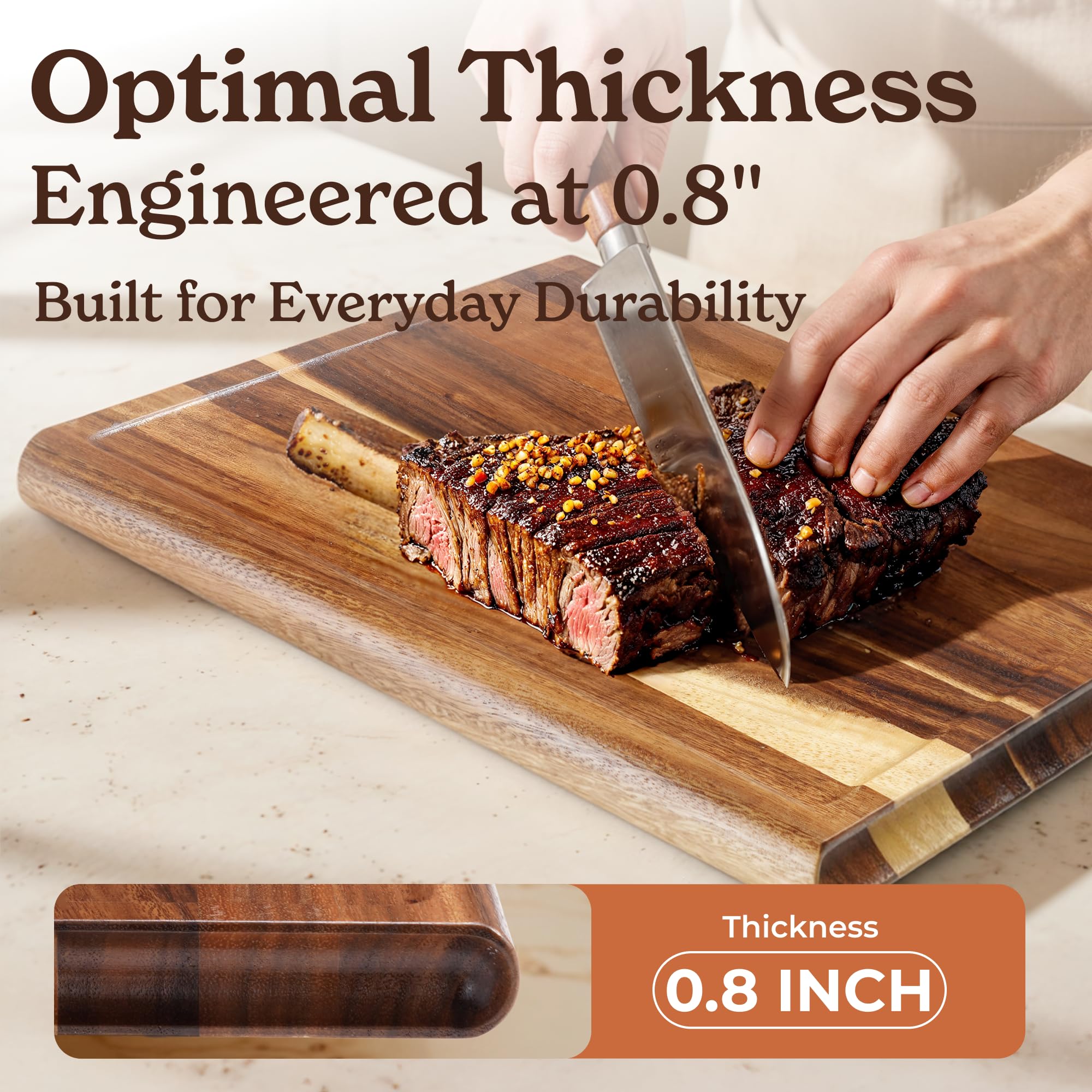 Smirly Non Toxic Larch Cutting Boards for Kitchen [1.2" Thickness][17"Extra Large] Cutting Chopping Board with Deep Juice Groove Heavy Duty & Easy Clean