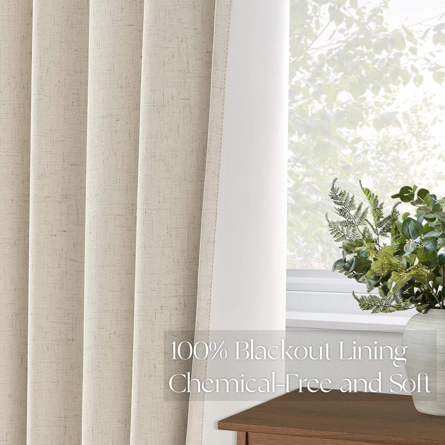 Topfinel Extral Wide Custom Sliding Door Curtains, Cream Beige Pinch Pleated 100% Blackout Linen Luxury Curtains with Hooks for Patio Large Window Living Room Track, 72" Wx84 L 2 Panel