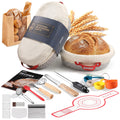 Ganiza Sourdough Starter Kit, Cotton Rope Sourdough Bread Baking Supplies, 9'' Round & 10'' Oval Banneton Basket with Liners & Covers, Sourdough Proofing Basket Kit Gifts for Bakers Women Wife Mom