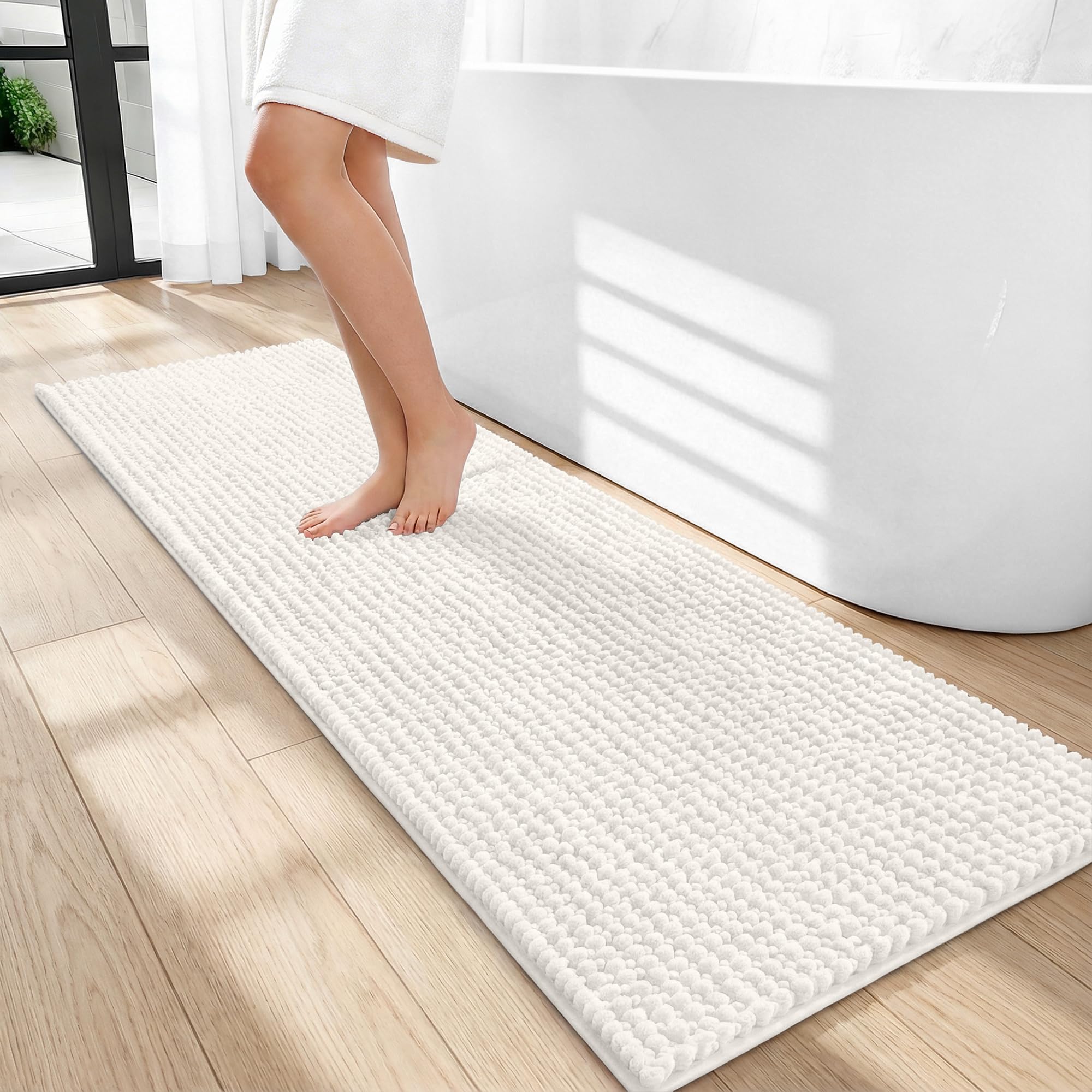 OLANLY Thick Bathroom Rugs 30x20, Extra Soft Absorbent Chenille Bath Rugs, Rubber Backing, Machine Wash Dry, Bath Mats for Bathroom Floor, Tub and Shower, Home Decor Accessories, Grey