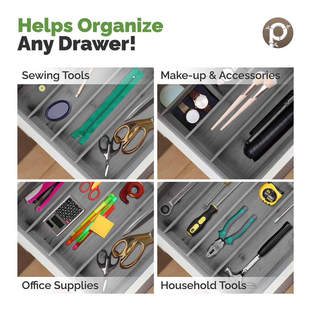 Silverware Organizer - Expandable Kitchen Drawer Organizer - Adjustable Kitchen Drawer Organizer for Utensils, Expandable to 22 Inches Wide, 10 Compartments, Silverware Tray for Drawer