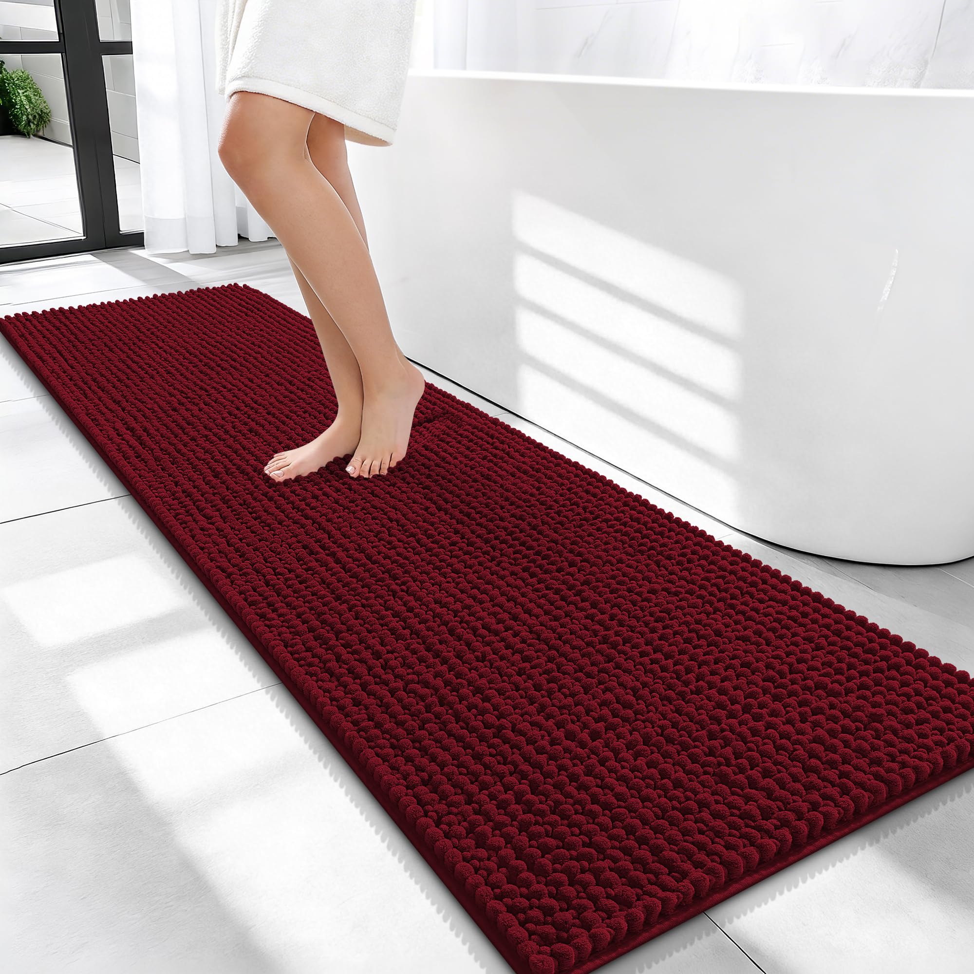 OLANLY Thick Bathroom Rugs 30x20, Extra Soft Absorbent Chenille Bath Rugs, Rubber Backing, Machine Wash Dry, Bath Mats for Bathroom Floor, Tub and Shower, Home Decor Accessories, Grey