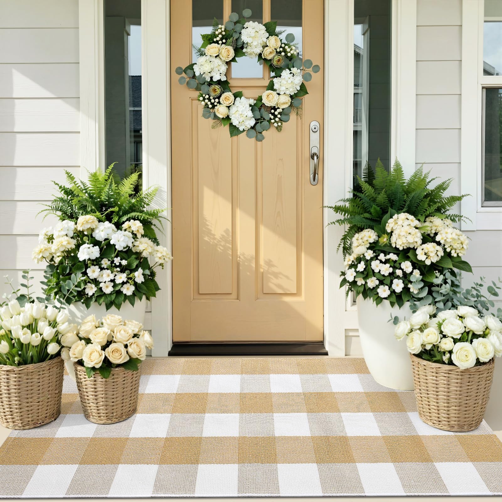 OLANLY Black and White Striped Rug 2'4" x 3'7" (27.5" x 43") – Washable Cotton Indoor Outdoor Doormat for Front Door, Entryway, Kitchen, Porch, Patio Decor