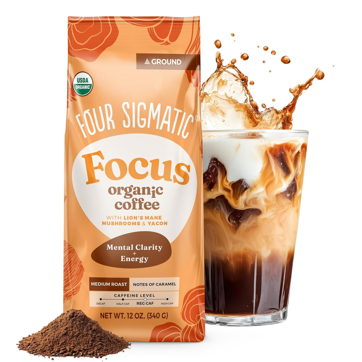 Four Sigmatic Gut Health Organic Ground Coffee | Medium Roast, Immune Boosting Probiotic Mushroom Coffee with Chaga & Turkey Tail for Gut Health & Immune Support | 12oz Bag