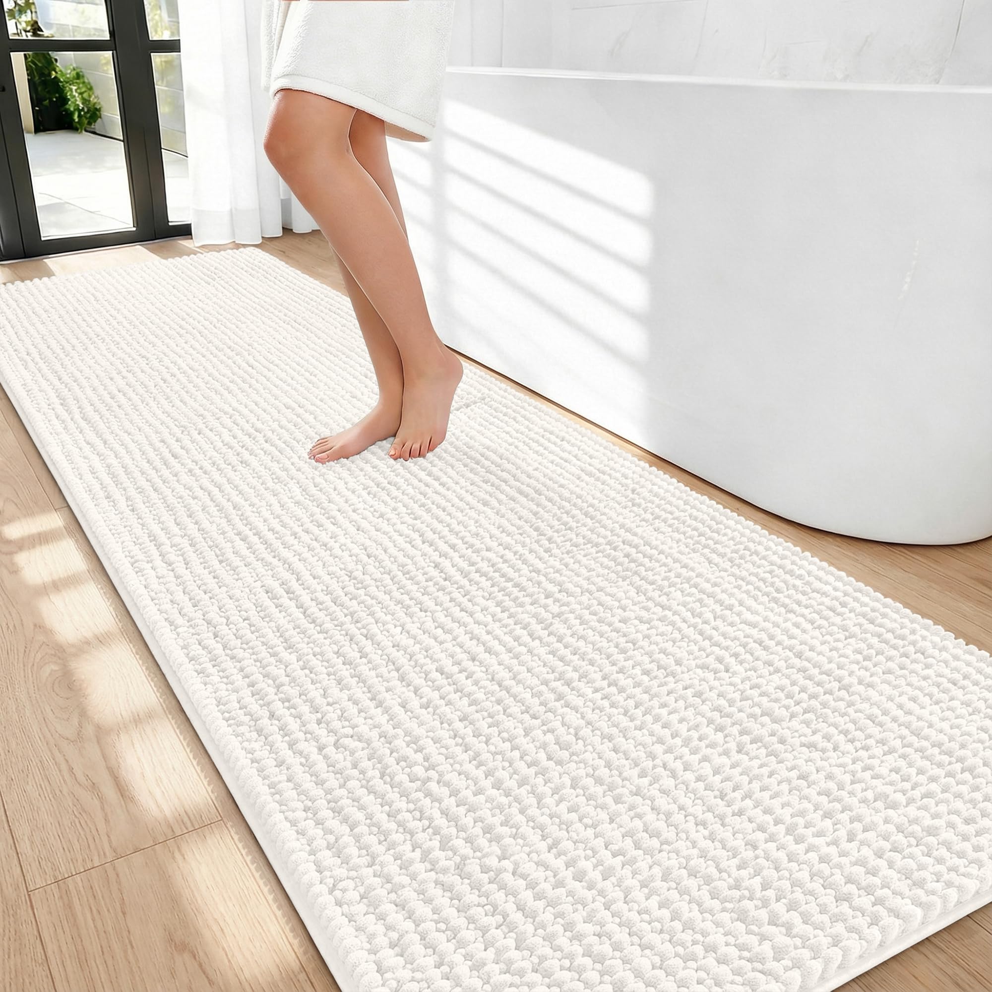 OLANLY Thick Bathroom Rugs 30x20, Extra Soft Absorbent Chenille Bath Rugs, Rubber Backing, Machine Wash Dry, Bath Mats for Bathroom Floor, Tub and Shower, Home Decor Accessories, Grey