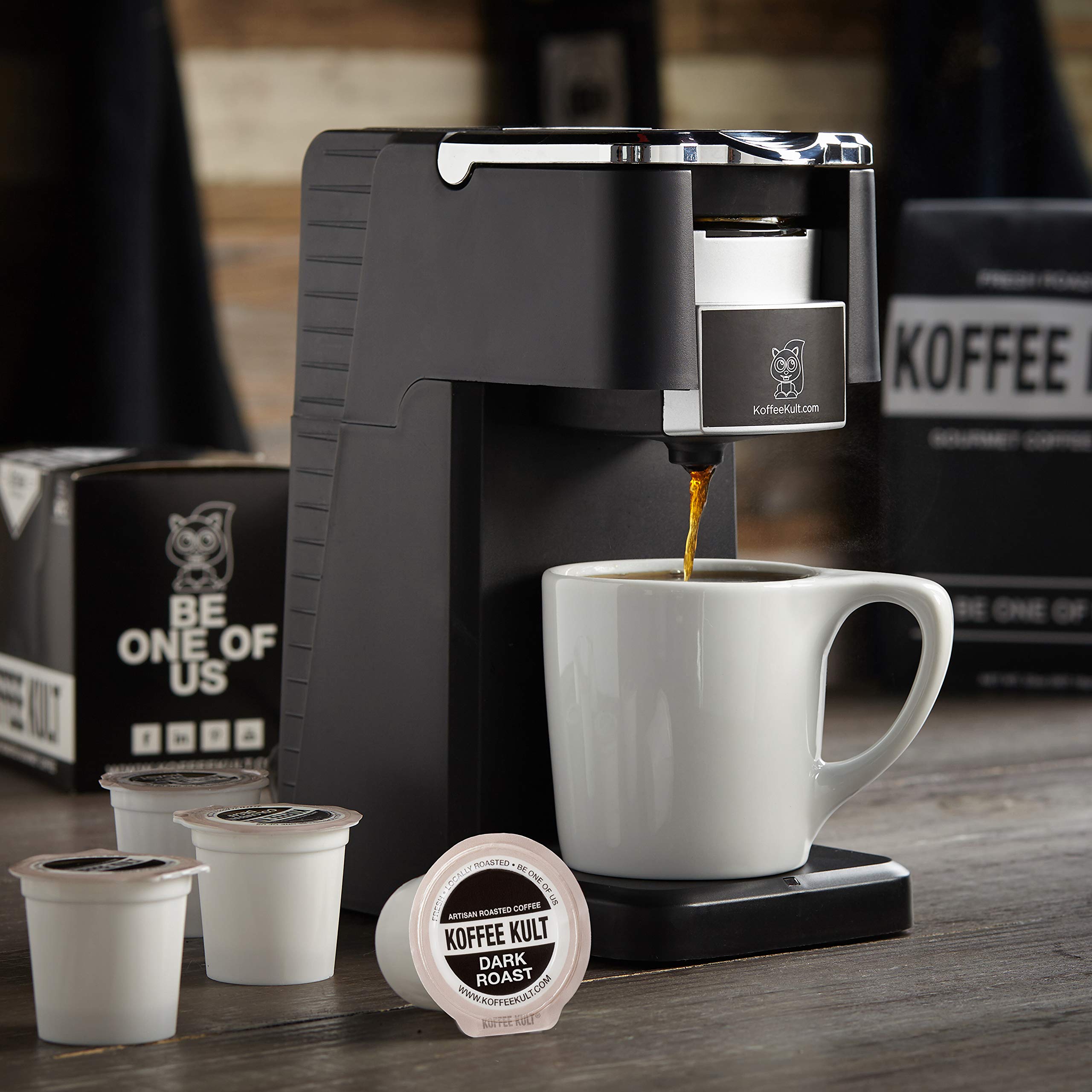 Koffee Kult Premium Dark Roast Coffee Single Serve coffee cups in pods for K-Cup 12 count