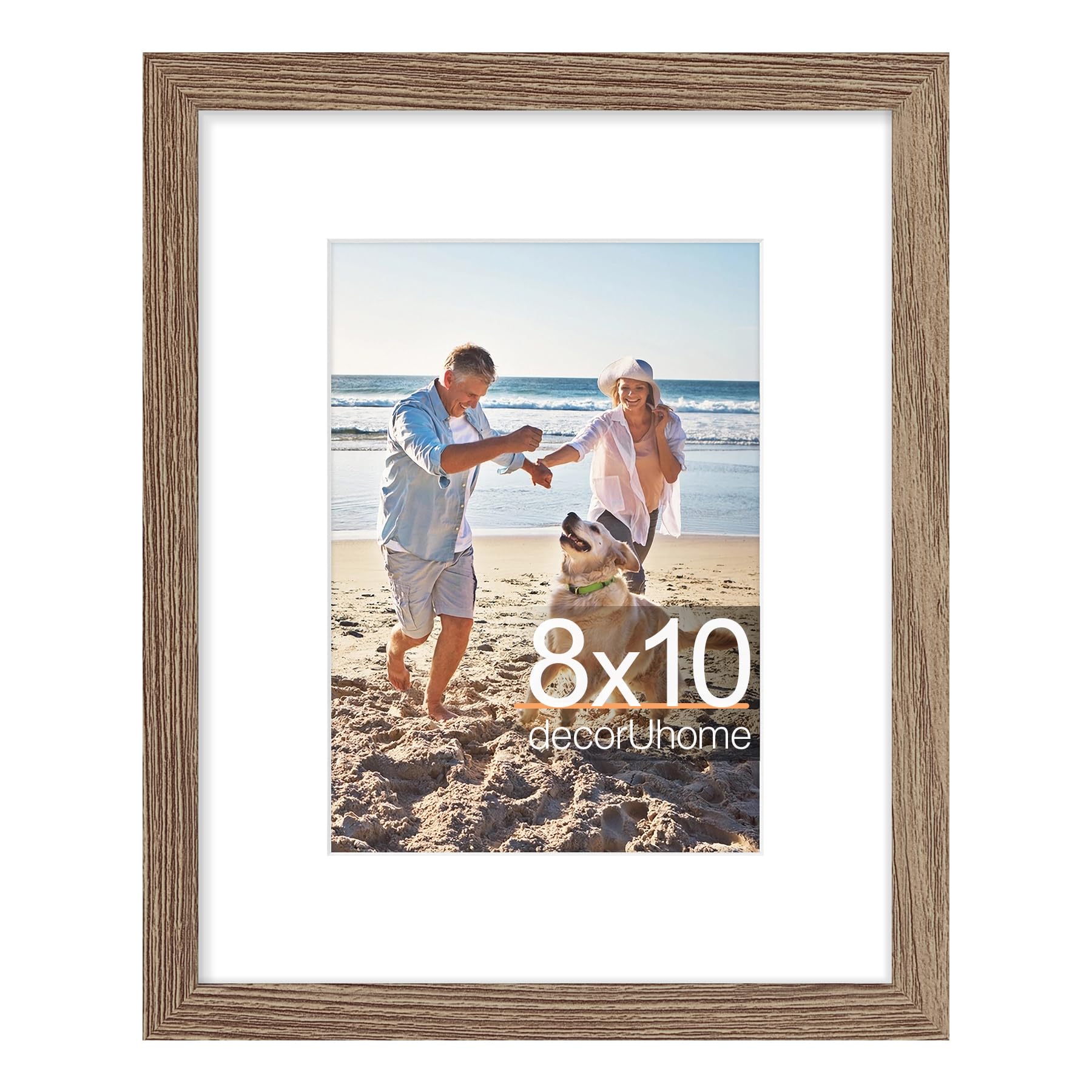 decorUhome 8x10 Picture Frame, Display Pictures 5x7 with Mat or 8x10 without Mat, Wall & Tabletop Display Photo Frame, Black, 1 Pack