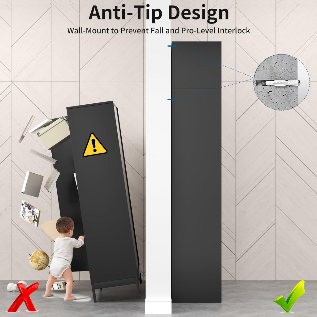 75" Tall Metal Kitchen Storage Cabinet,White Kitchen Pantry Storage Cabinet with Doors and 4 Adjustable Shelves,Utility Cabinet for Living Room,Garage,Dining Room and Office,Assemble Required