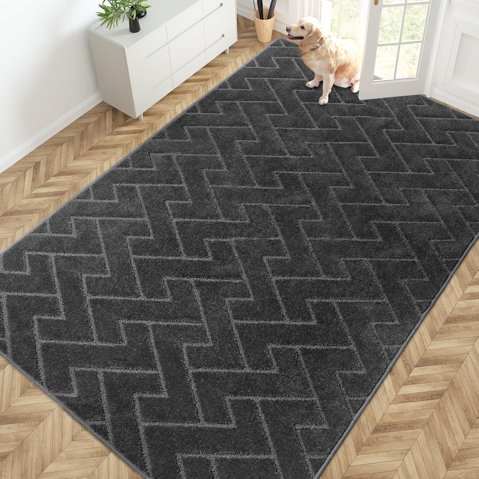 PURRUGS Dirt Trapping Door Mat 20" x 31.5", Non-Slip Machine Washable Entry Rug, Dog Doormat, Indoor Front Door Mat, Super Absorbent Entryway Rug for Muddy Shoes & Paws, Taupe