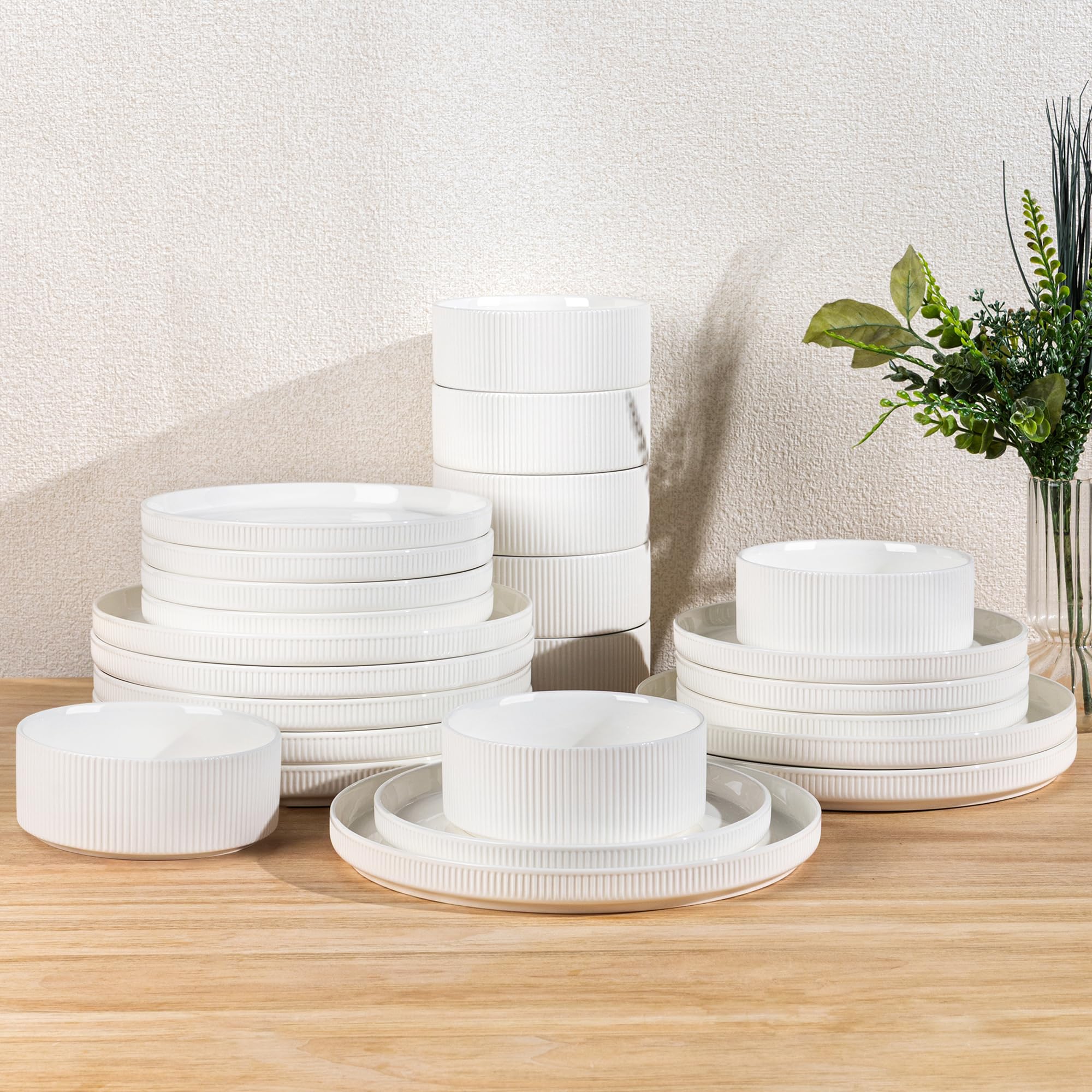 TheTerra Ceramic Dinnerware Sets for 4, 12 Pieces Porcelain Lightweight Speckled Plates and Bowls Sets, Scratch Resistant Dish Set, Oven & Microwave & Dishwasher Safe