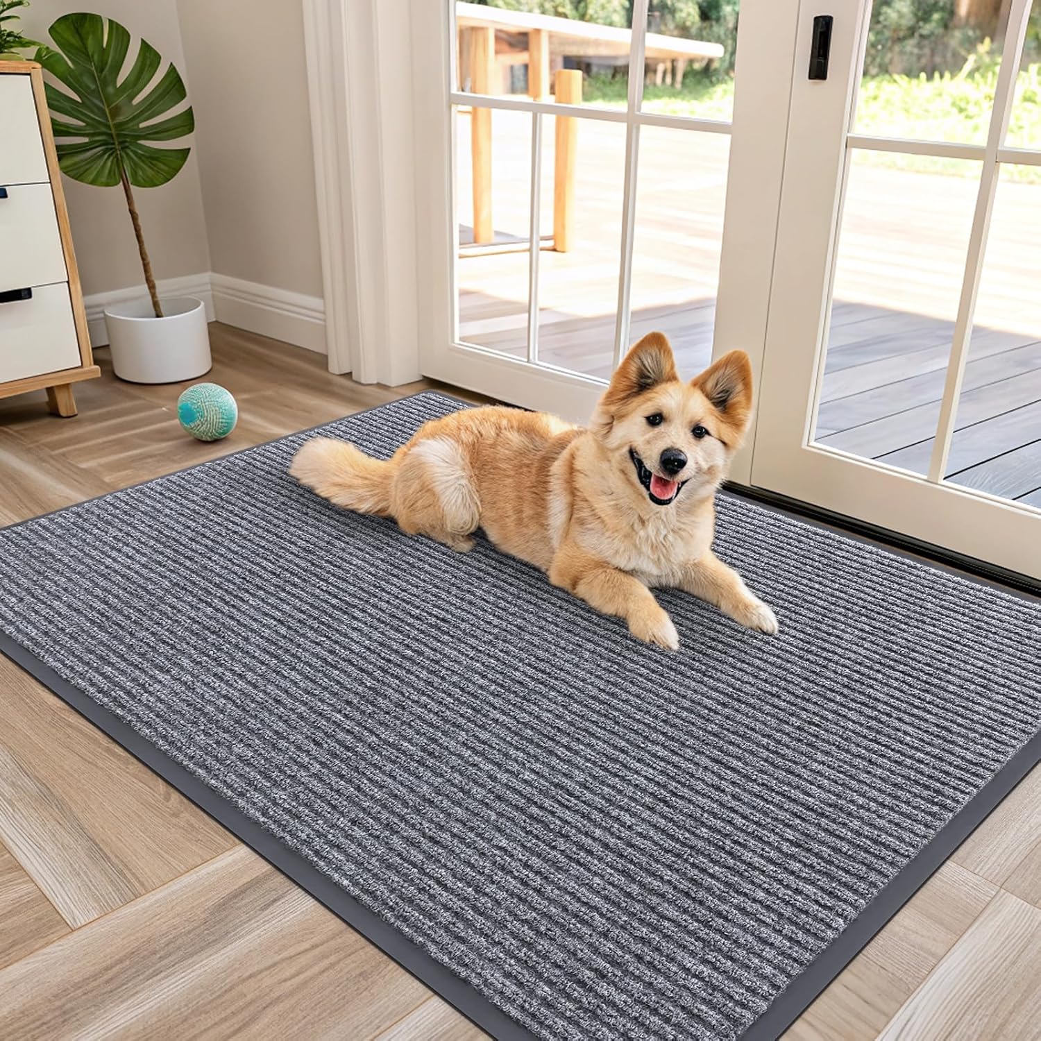 OLANLY Front Door Mat Indoor Outdoor Entrance, Waterproof Heavy Duty Doormat, Fade Resistant, Low Profile, Easy Clean Patio Porch Welcome Floor Mats for Entry, 29.5x17, Beige