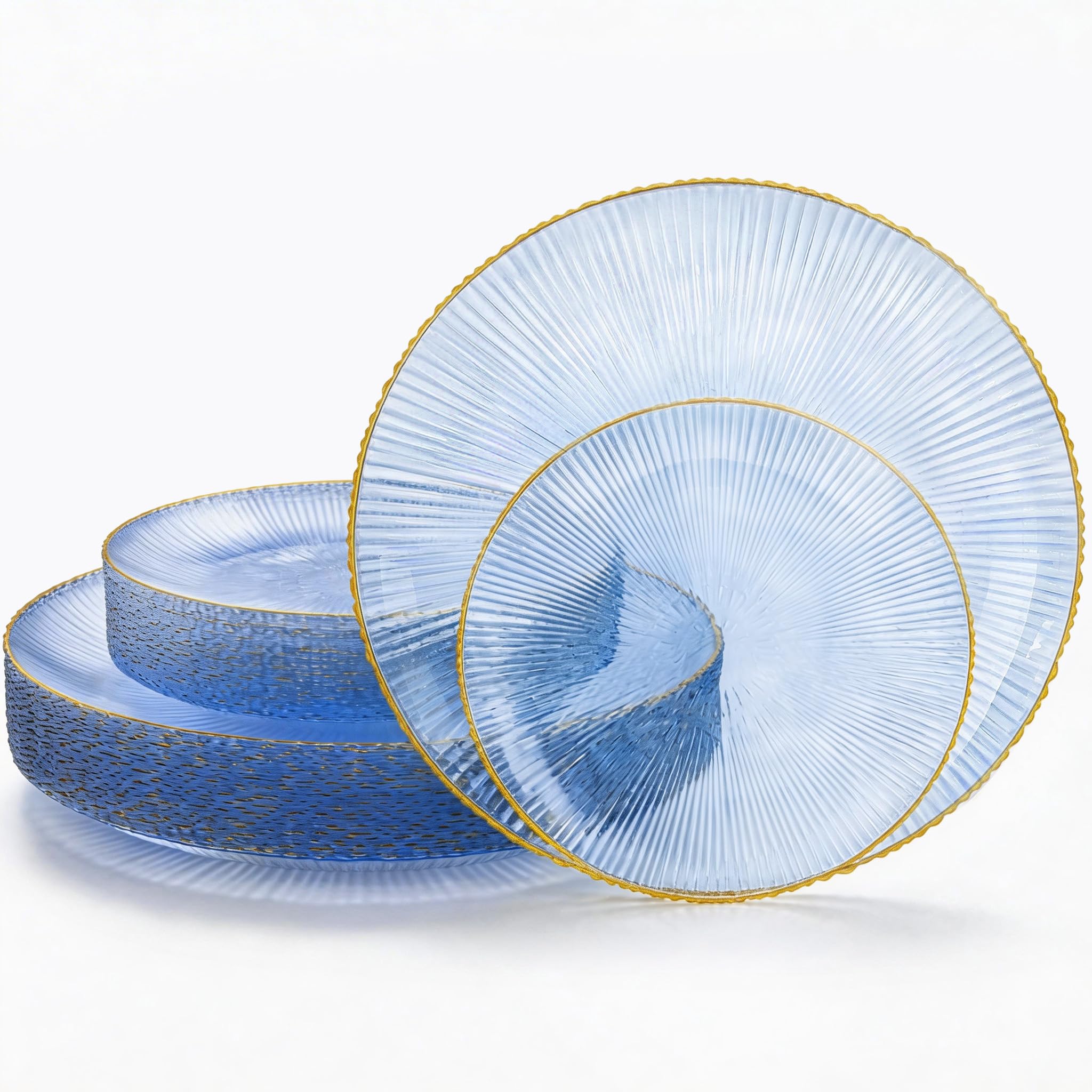 DaYammi 60Pcs Sage Green Plastic Plates with Gold Rim,Disposable Plates Set Includes 30 Dinner Plate & 30 Salad Plate,Fancy Green Party Plates with Radial Texture for Party Wedding Dinner