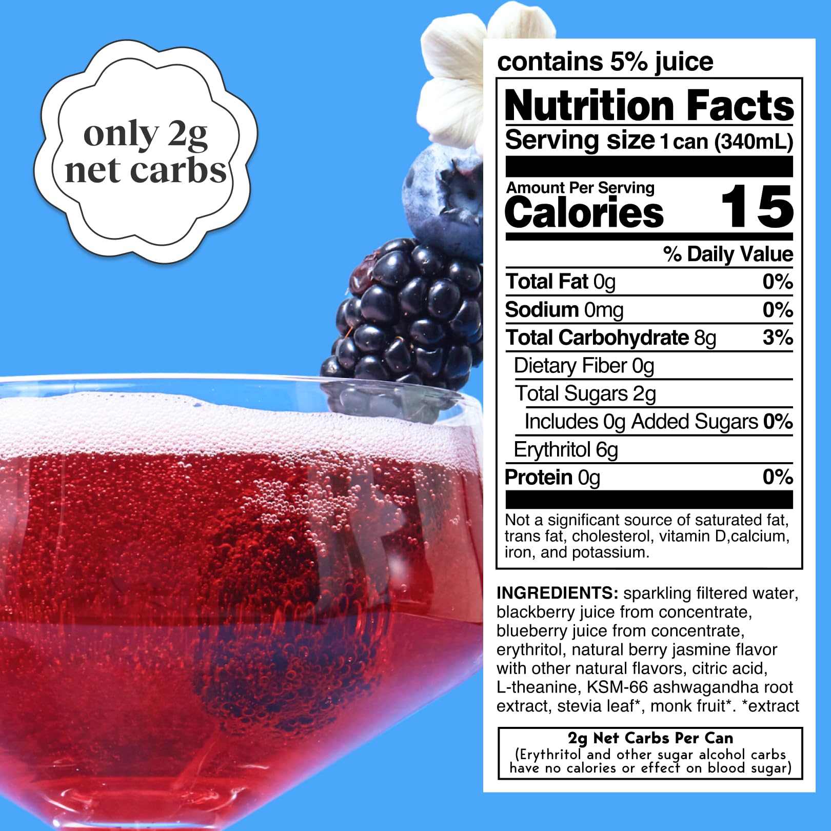 Moment Botanical Soda (Shark Tank) - Calm, Clarity & Relaxation with L-Theanine & Ashwagandha - Non Alcoholic Drinks for Adults - Sparkling Adaptogen Drink - 0 Sugar 0 Caffeine - 12 Pack 11.5 fl oz
