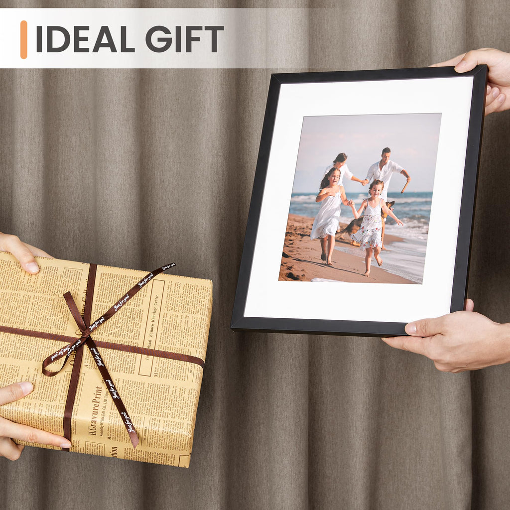upsimples 8x10 Picture Frame Set of 5, Display Pictures 5x7 with Mat or 8 x 10 Without, Wall Gallery Photo Frames, Black