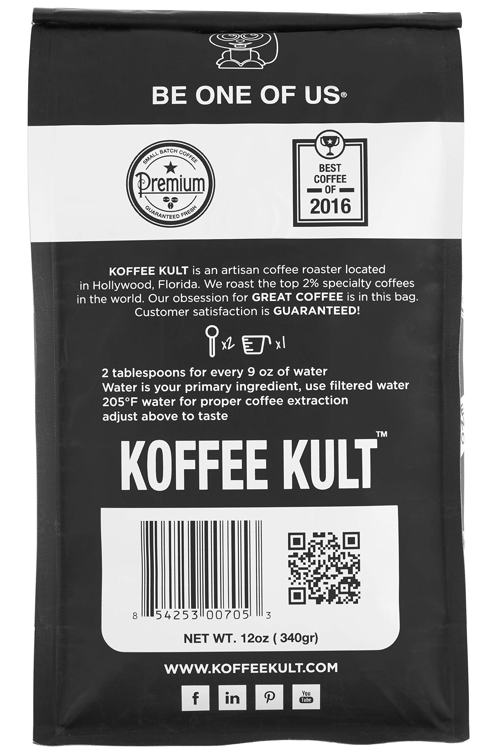 Koffee Kult Eye Cracker Espresso Coffee Beans - Bright, Bold Medium Roast with a Citrus Twist Coffee Crema - Artisan Roasted Fresh 100% Arabica Speciality Grade Coffee (Whole Bean, 32oz)