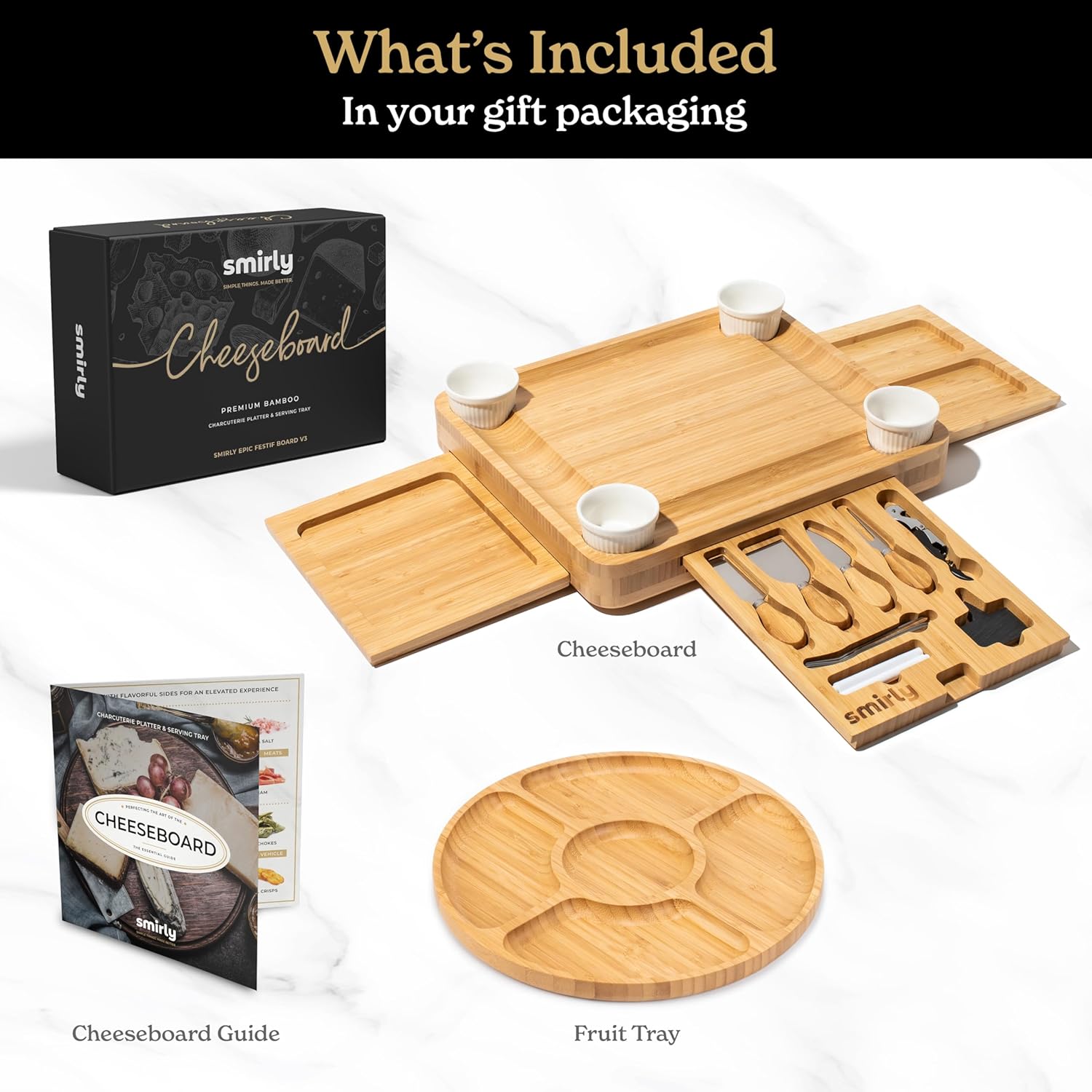 Flat Acacia Wood Charcuterie Boards Gift Set Bundle