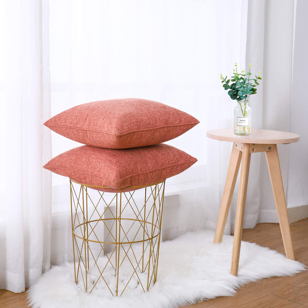 HPUK Decorative Throw Pillow Covers Set of 4 Square Couch Pillows Linen Cushion Cover for Couch Sofa Living Room, 18"x18" inches, Blue