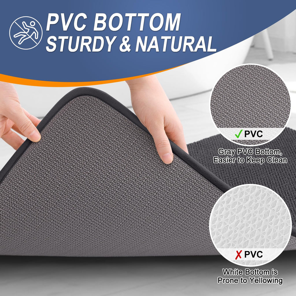 OLANLY Bathroom Rugs Sets 2 Piece, Soft Absorbent Memory Foam Bath Rug Set, Non-Slip, Quick Dry, Machine Washable Bath Mats for Bathroom, Home Decor Accessories (30"x20"+24"x16", Grey)