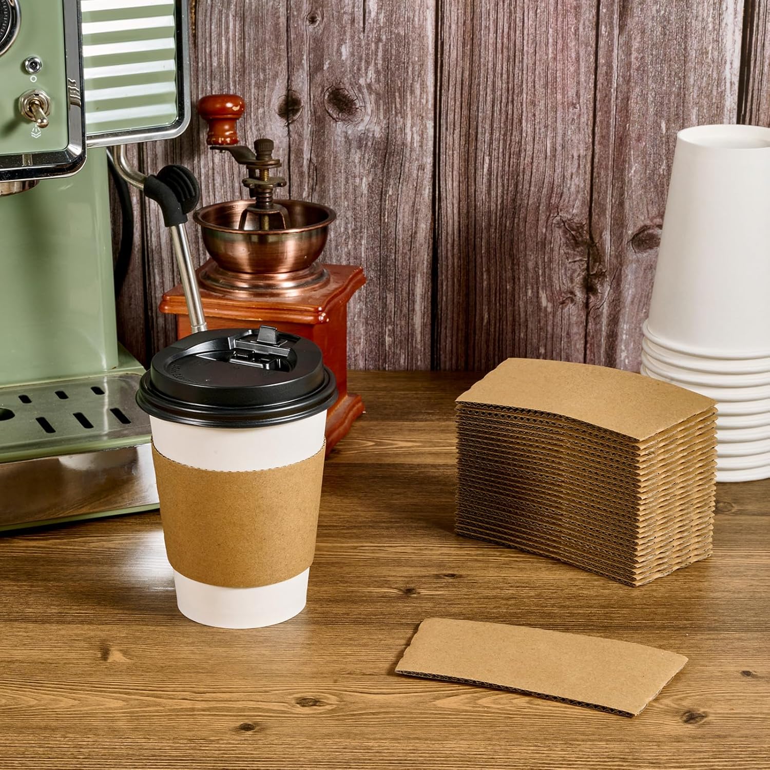 Vplus 500 Pack 12 OZ Paper Coffee Cups and 200 Pack Coffee Sleeves