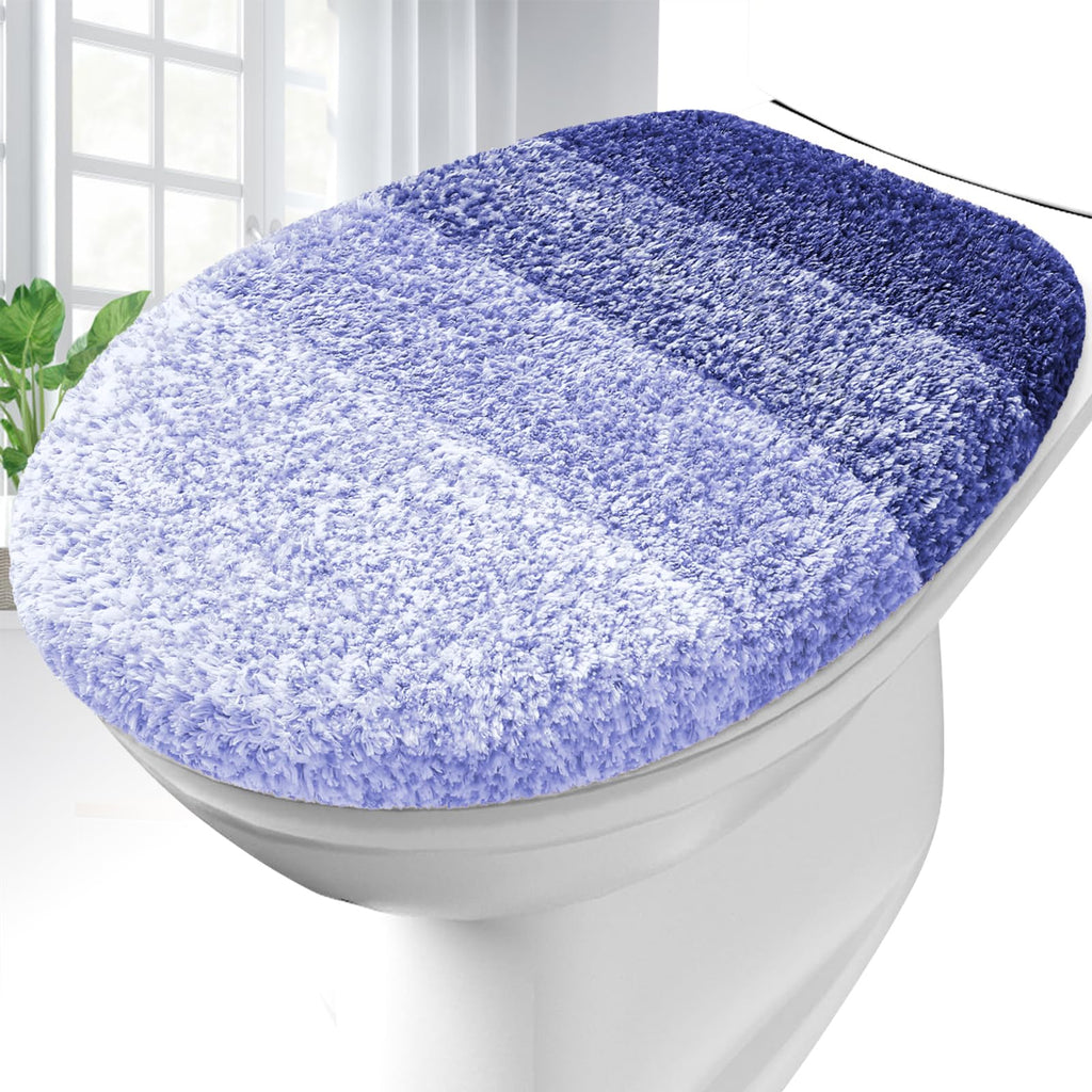 OLANLY Soft Microfiber Bathroom Toilet Lid Cover, Machine Washable Seat Covers, 17.5x15, Stays in Place Rubber Backing, Fits Most Round, Elongated and Oblong Lids, Accessories Decor, Gray