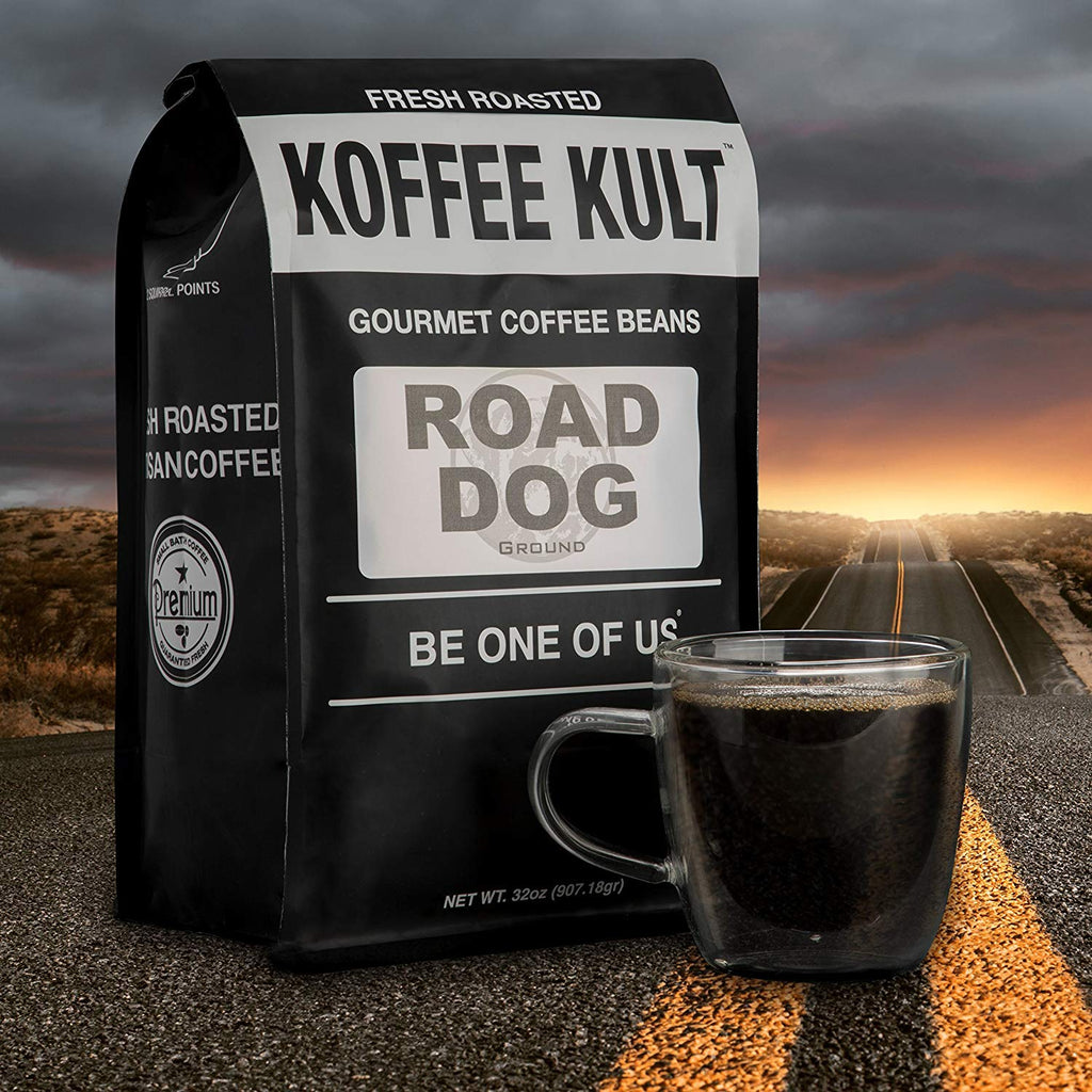 Koffee Kult Dark Roast Whole Bean Coffee - Small Batch 100% Arabica Gourmet Blend, Smooth and Well Balanced Artisan Roasted in 32oz Resealable Package