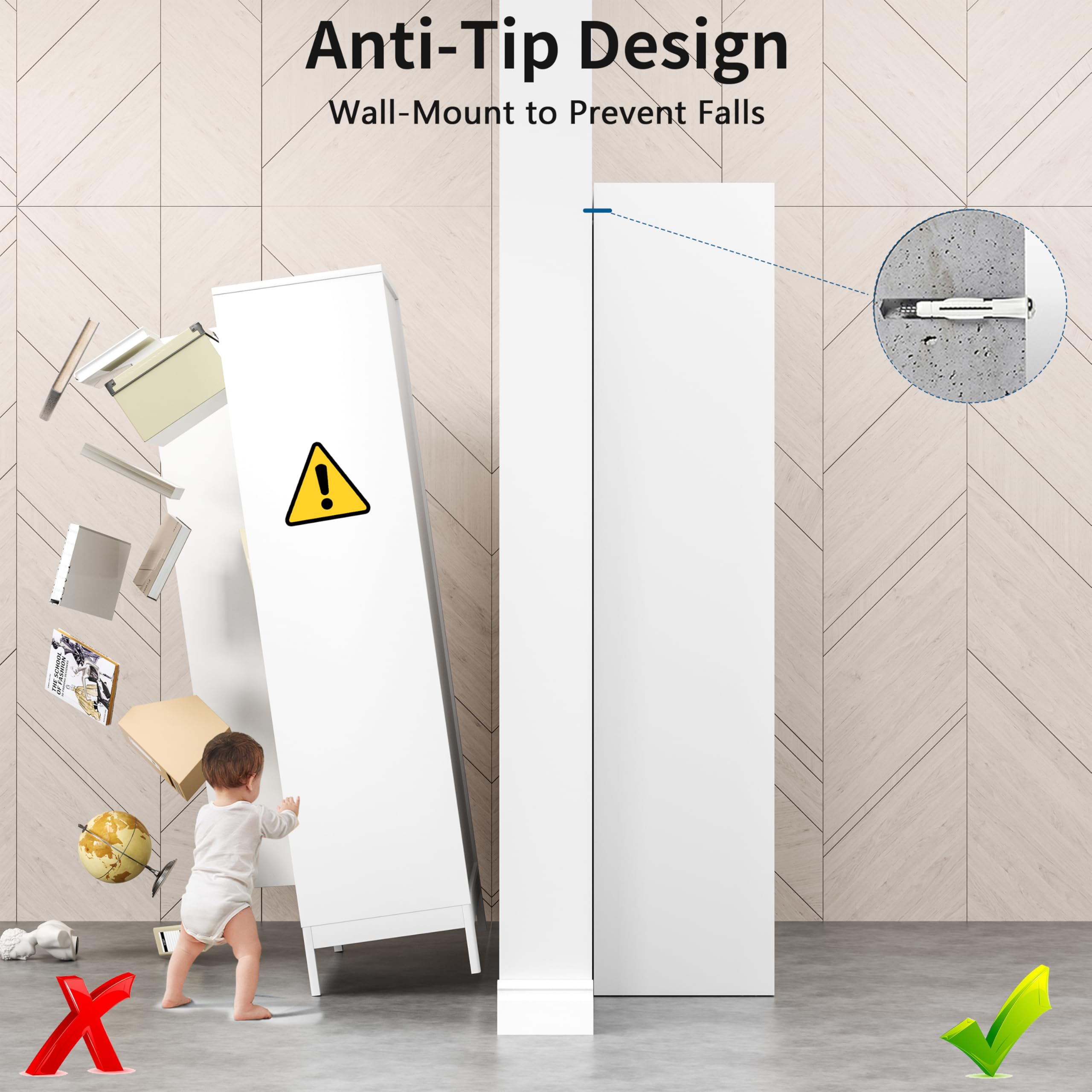 75" Tall Metal Kitchen Storage Cabinet,White Kitchen Pantry Storage Cabinet with Doors and 4 Adjustable Shelves,Utility Cabinet for Living Room,Garage,Dining Room and Office,Assemble Required