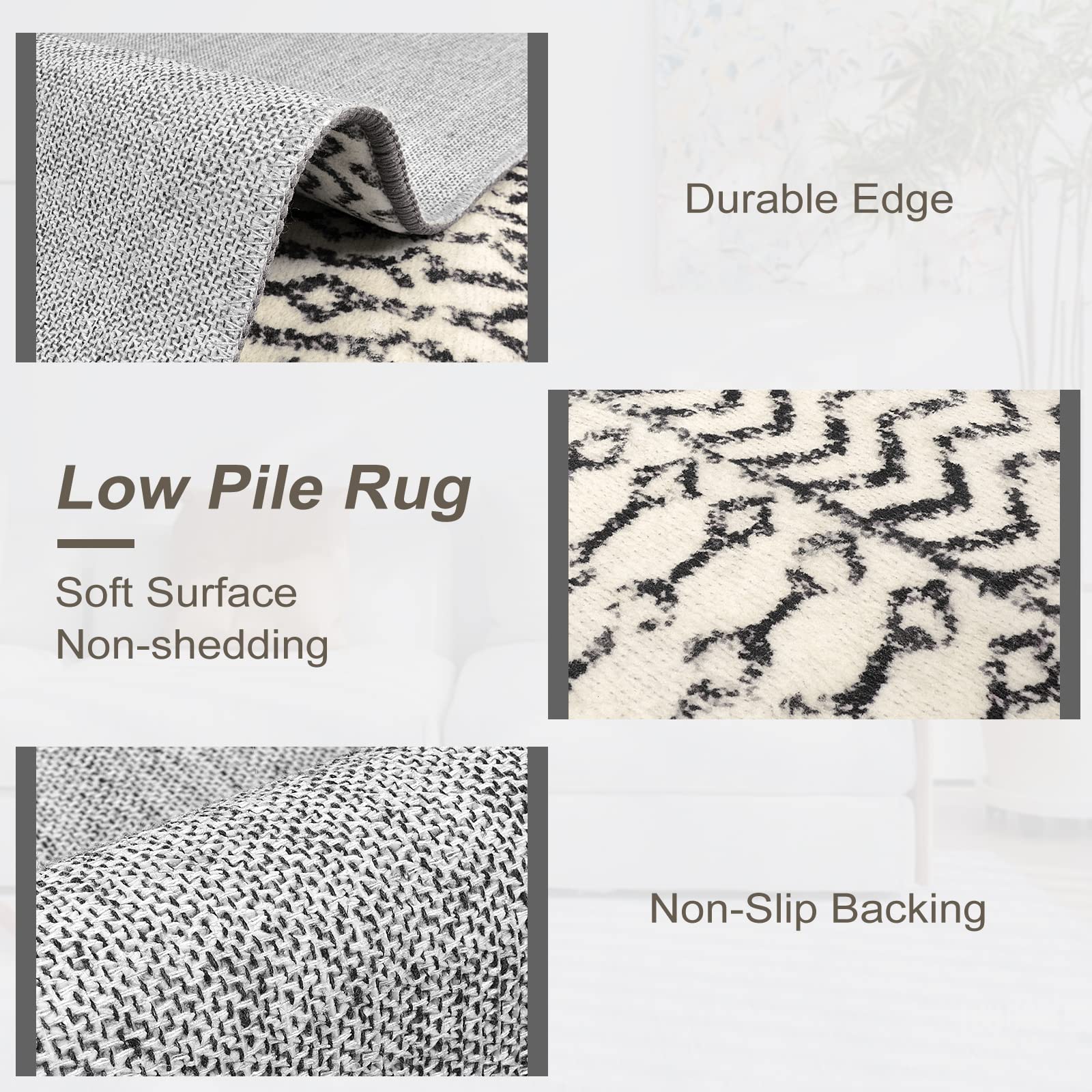 Moroccan Washable Rugs, 2x3 Light Grey Rug Non-Slip Small Distressed Entryway Rugs, Soft Low-Pile Bedroom Rug Indoor Doormat Carpet for Entryway Kitchen Bathroom