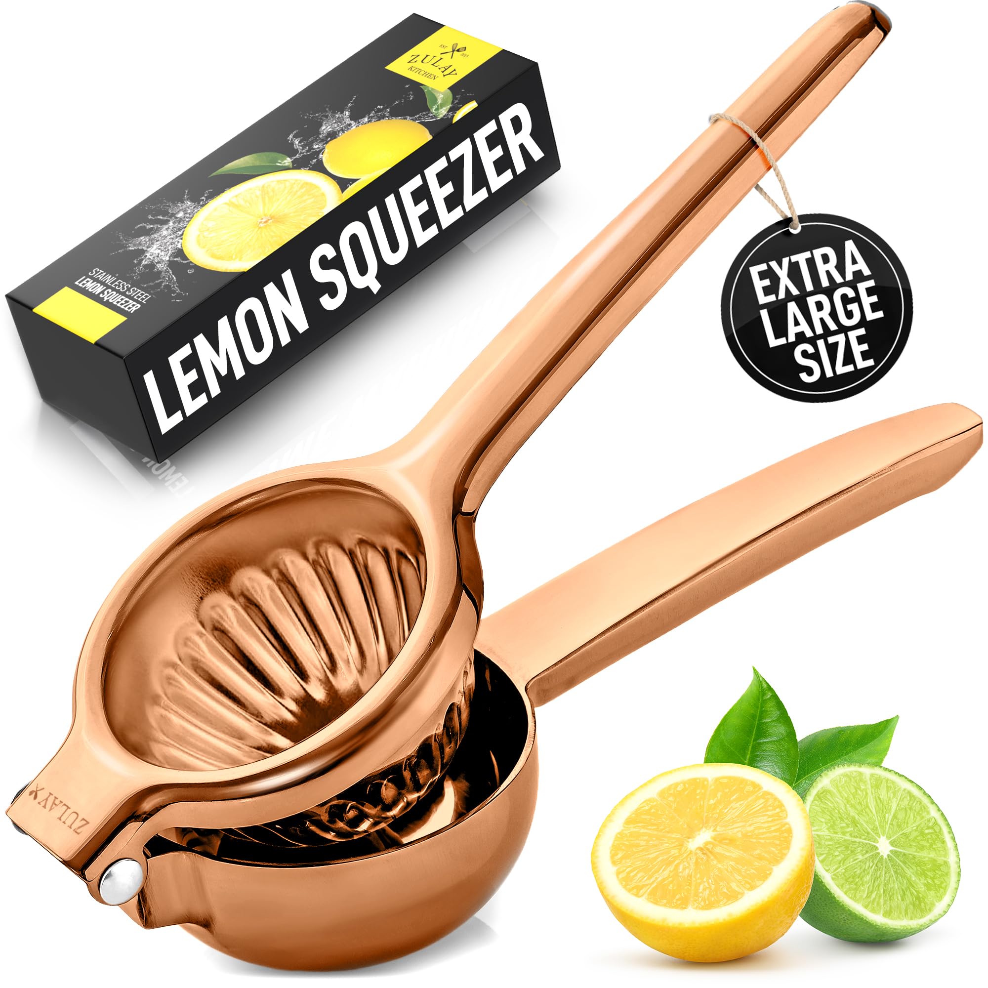 Lemon Squeezer Stainless Steel with Premium Quality Heavy Duty Solid Metal Squeezer Bowl - Large Manual Citrus Press Juicer and Lime Squeezer Stainless Steel - by Zulay Kitchen
