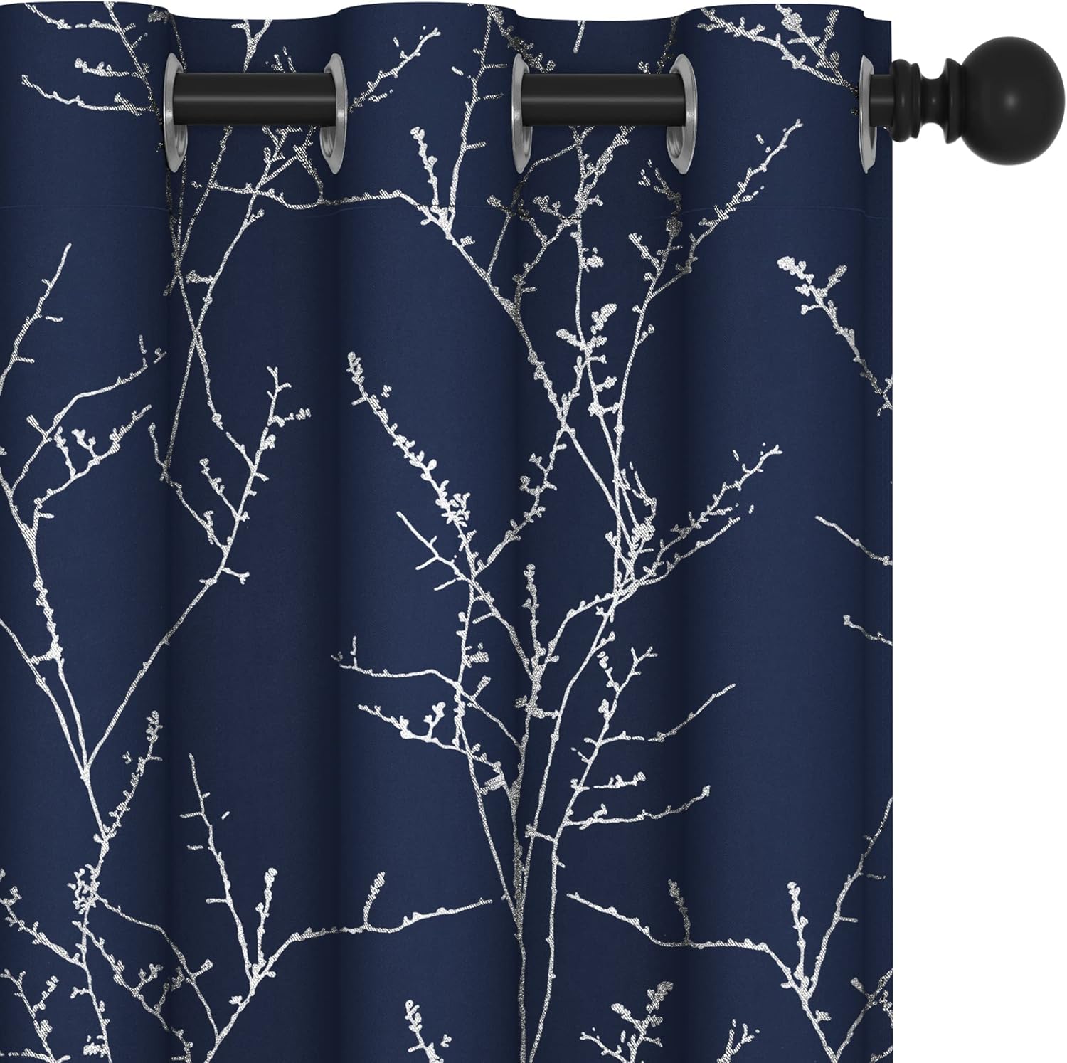 Deconovo Blackout Curtains, Grey Curtain, Thermal Insulated Soundproof Curtain Drapes, Wave Dot Foil Print, 52 x 84 Inch, 2 Panels, Machine‑Washable Privacy Window Drape for Bedroom Living Room Office