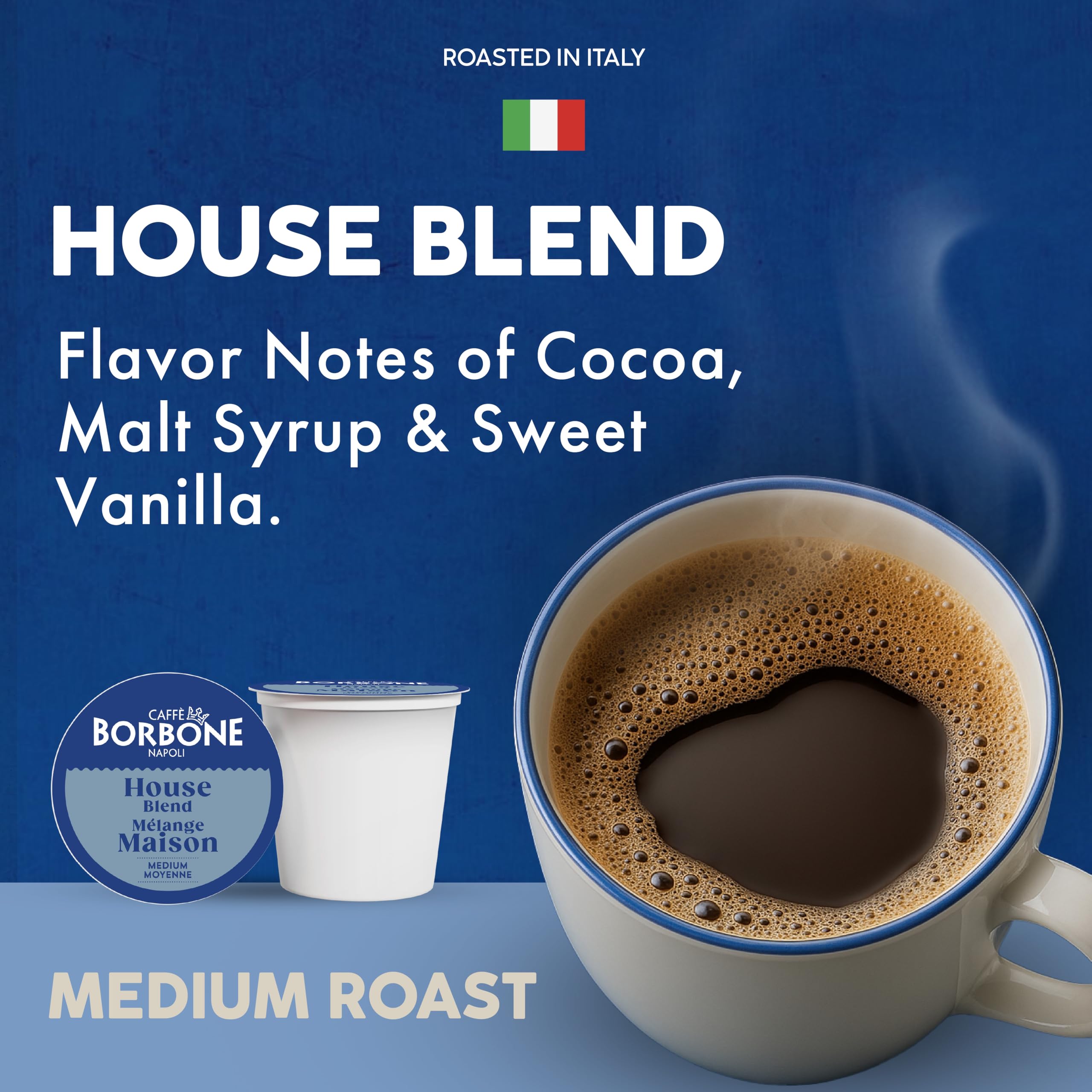 Caffè Borbone Italian Roast Coffee (60 Count) – Medium Dark Roast, Arabica & Robusta Blend, Roasted in Italy for a Bold, Smooth Taste – Single Serve Coffee Pods Compatible with K-Cup Brewers