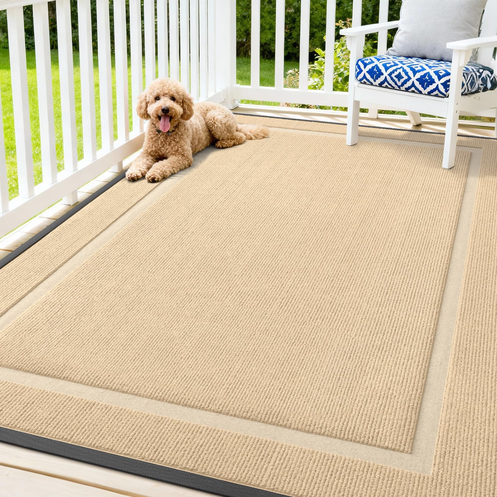 OLANLY Front Door Mat Indoor Outdoor Entrance, Waterproof All-Season, All-Weather Doormat, Sturdy Natural Rubber, Fade Resistant, Low Profile, Easy Clean Patio Porch Entryway Mat, 29.5x17, Black