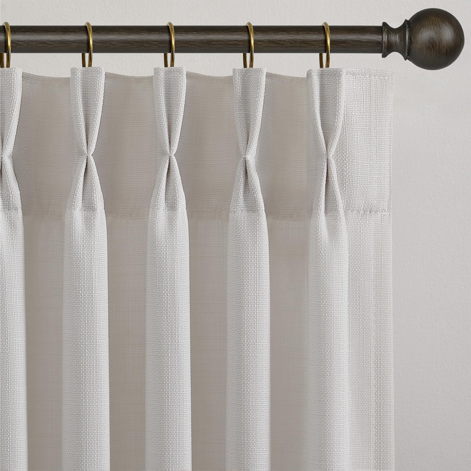 Pinch Pleated Linen Curtains 96 Inches Extra Long Olive Green Drapes, Thick Linen Light Filtering Memory Trained Pleat Curtain for Living Room and Bedroom Privacy 2 Panels Texture with Back Tab