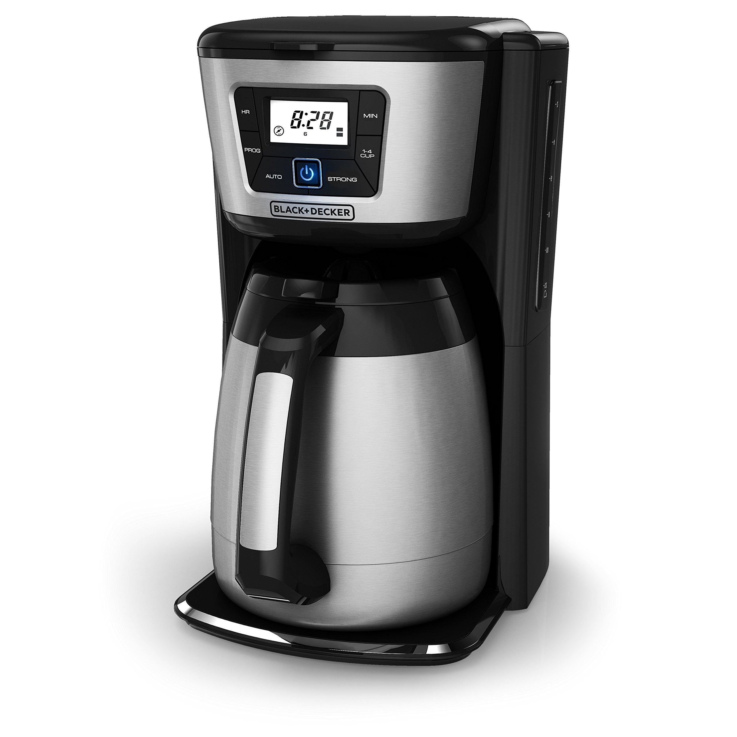 BLACK+DECKER 12 Cup Thermal Programmable Coffee Maker with Brew Strength and VORTEX Technology, Black/Steel, CM2046S