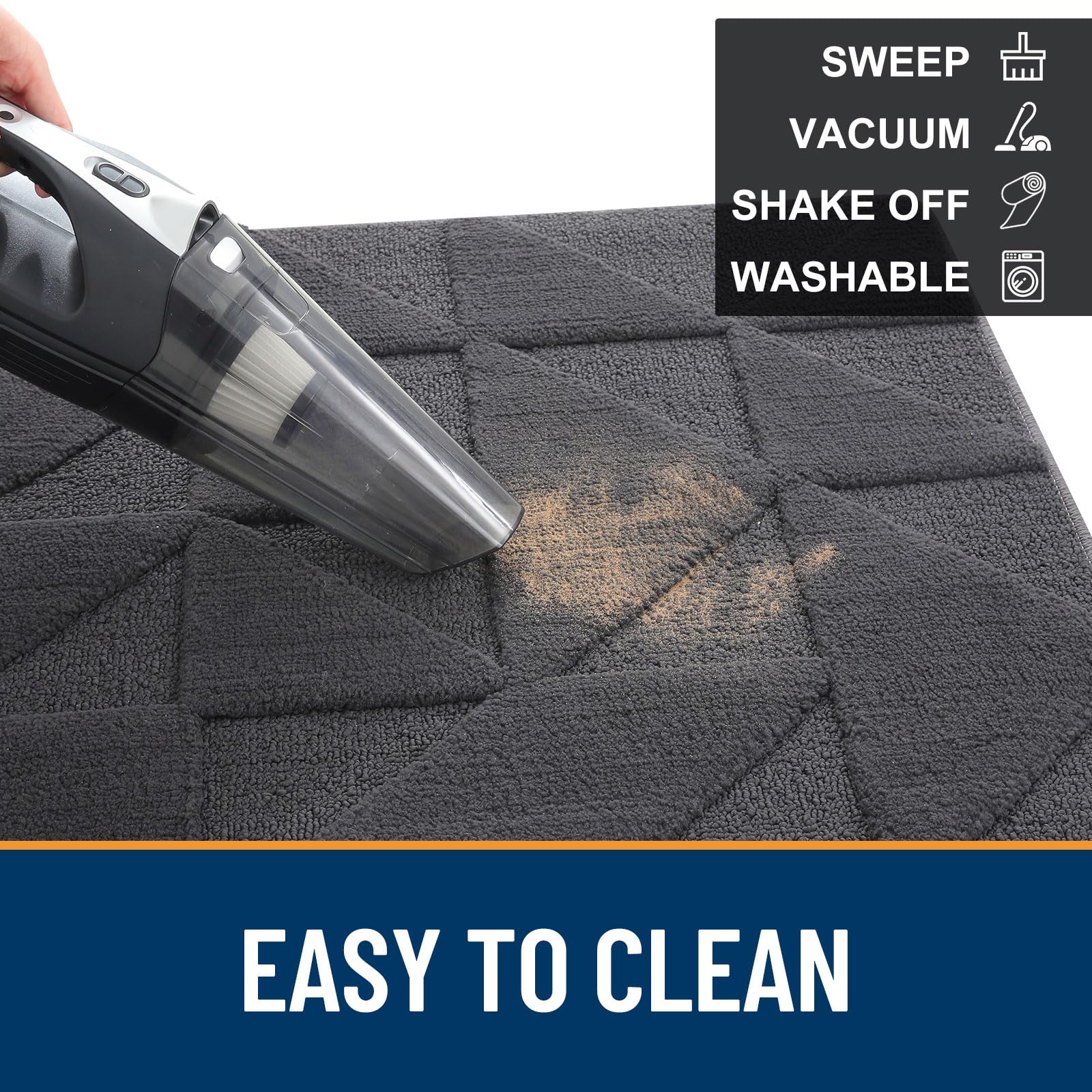 OLANLY Door Mats Indoor, Non-Slip, Absorbent, Dirt Resist, Entrance Washable Mat, Low-Profile Inside Entry Doormat for Entryway (32x20 inches, Grey)