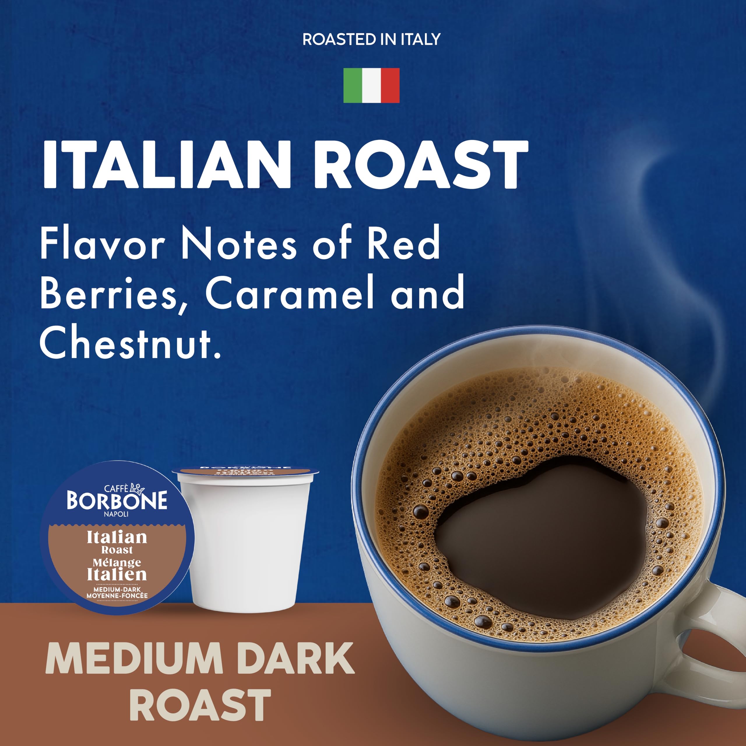 Caffè Borbone Italian Roast Coffee (60 Count) – Medium Dark Roast, Arabica & Robusta Blend, Roasted in Italy for a Bold, Smooth Taste – Single Serve Coffee Pods Compatible with K-Cup Brewers