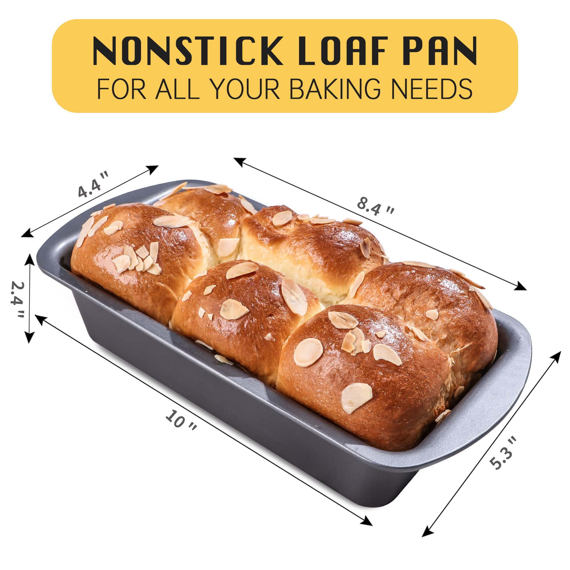 HONGBAKE Mini Loaf Pan for Baking Bread, 6 x 3.3 x 2 In Nonstick Small Banana Bread Tins Set of 3, Tiny Carbon Steel Meatloaf Pan - Dark Grey