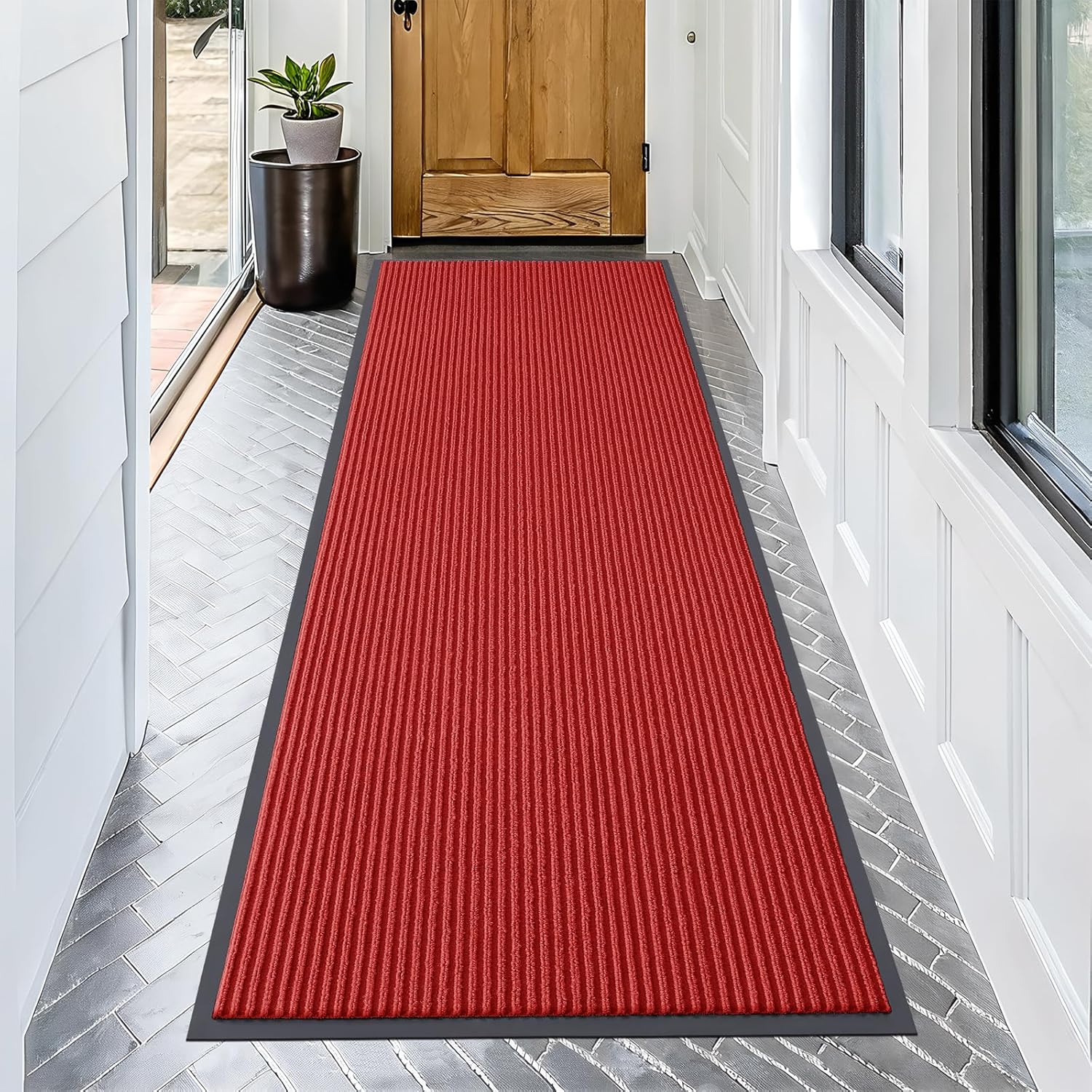 OLANLY Front Door Mat Indoor Outdoor Entrance, Waterproof Heavy Duty Doormat, Fade Resistant, Low Profile, Easy Clean Patio Porch Welcome Floor Mats for Entry, 29.5x17, Beige