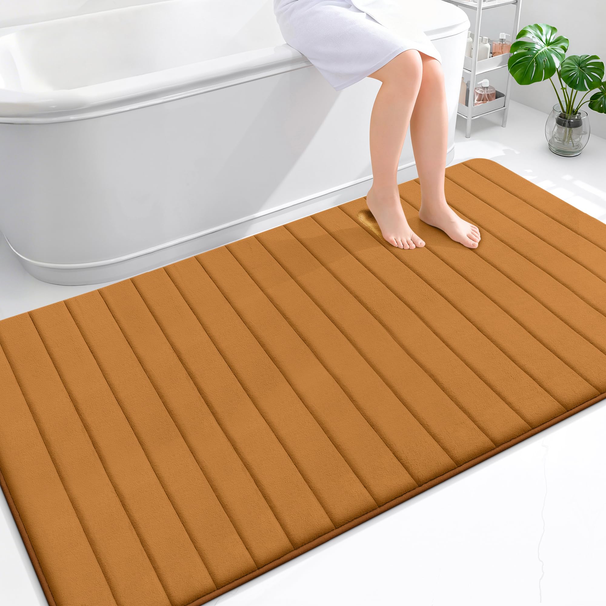 OLANLY Memory Foam Bath Mat 30x20, Super Soft Absorbent Bathroom Rugs, Quick Dry, Machine Washable Shower Floor Rugs, Bathmat Carpet, Bathroom Home Decor Accessories, Grey