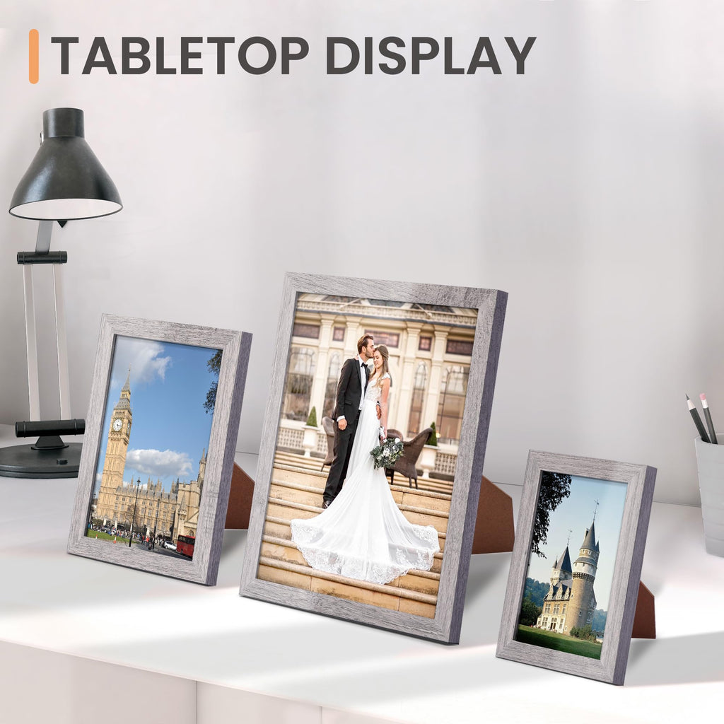 upsimples 10 Pack Picture Frames Collage Wall Decor for Mounting or Tabletop Display, Photo Gallery Frame Set for Family, Multi Sizes Including 8x10, 5x7, 4x6, Black