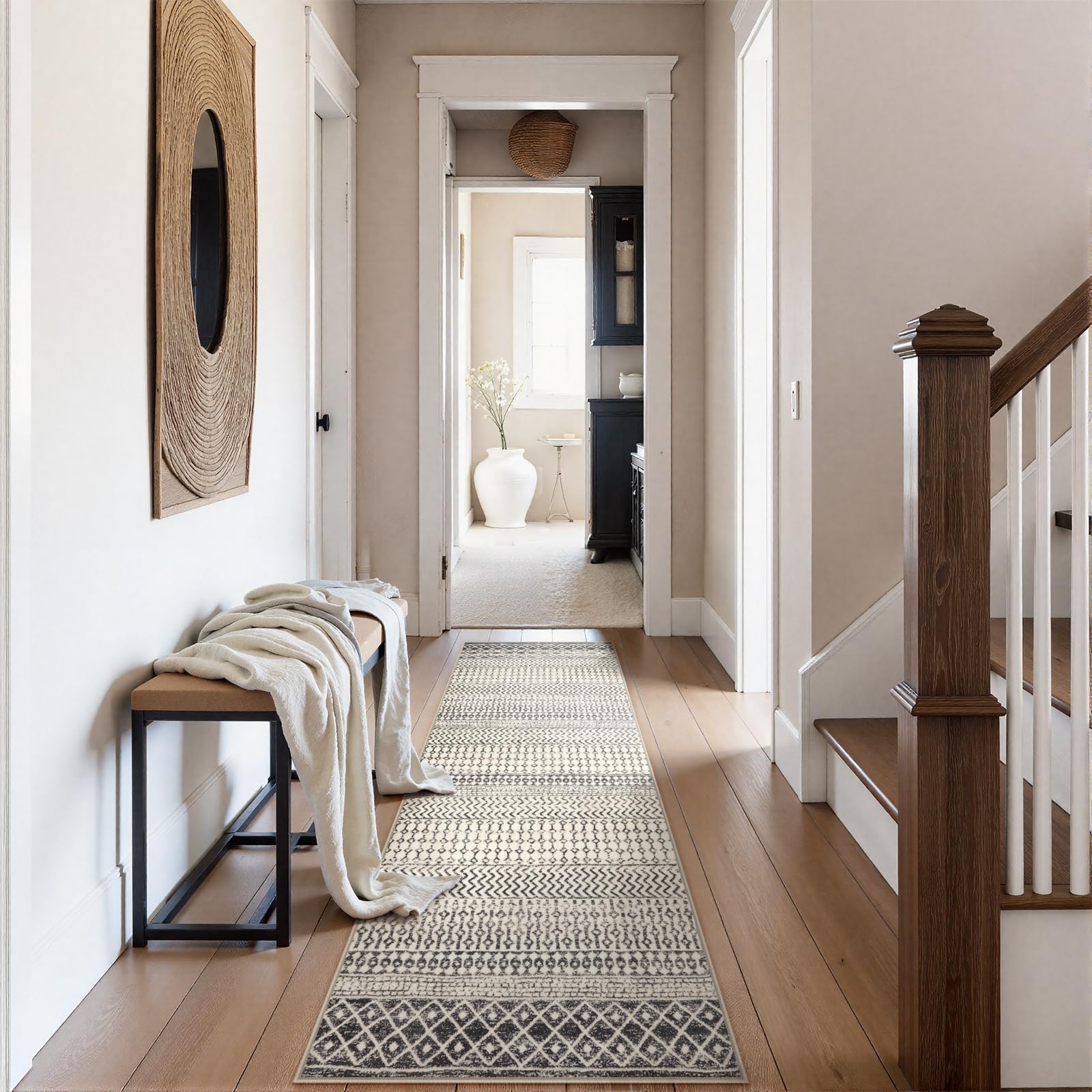 Moroccan Washable Rugs, 2x3 Light Grey Rug Non-Slip Small Distressed Entryway Rugs, Soft Low-Pile Bedroom Rug Indoor Doormat Carpet for Entryway Kitchen Bathroom