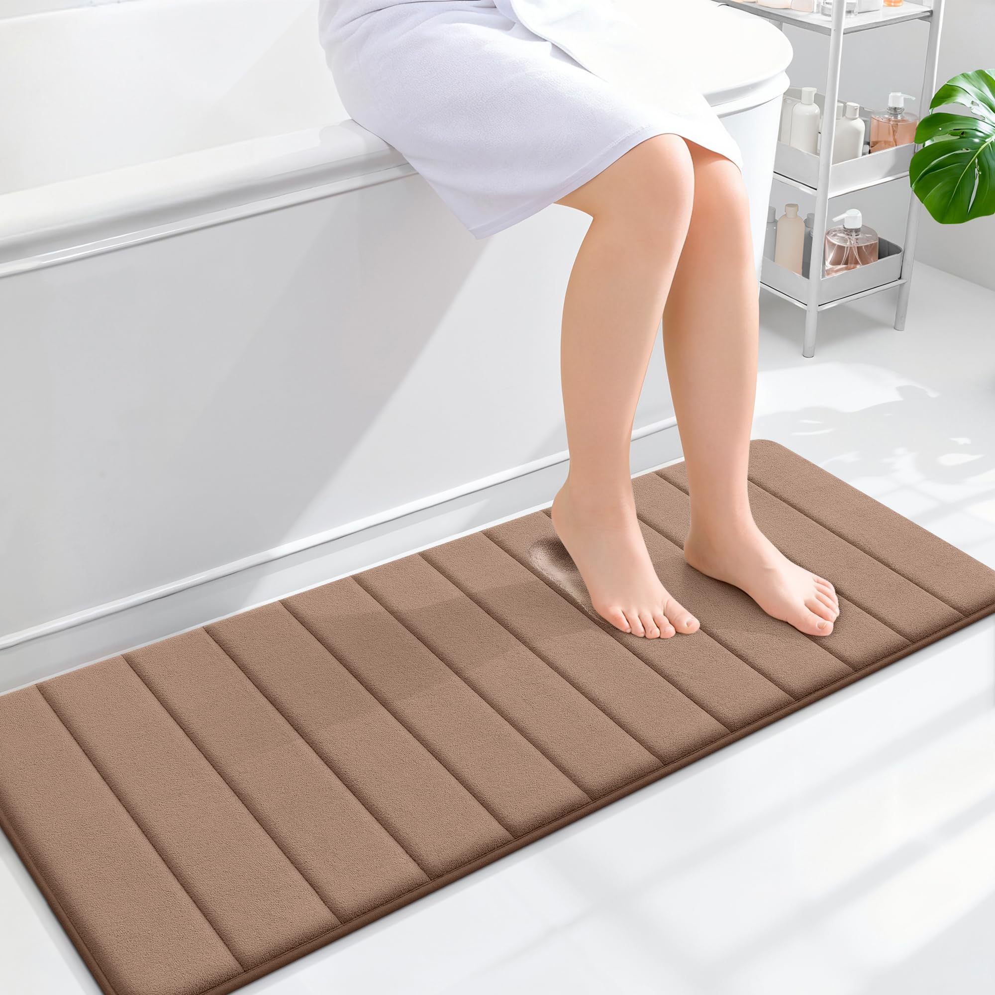 OLANLY Memory Foam Bath Mat 30x20, Super Soft Absorbent Bathroom Rugs, Quick Dry, Machine Washable Shower Floor Rugs, Bathmat Carpet, Bathroom Home Decor Accessories, Grey